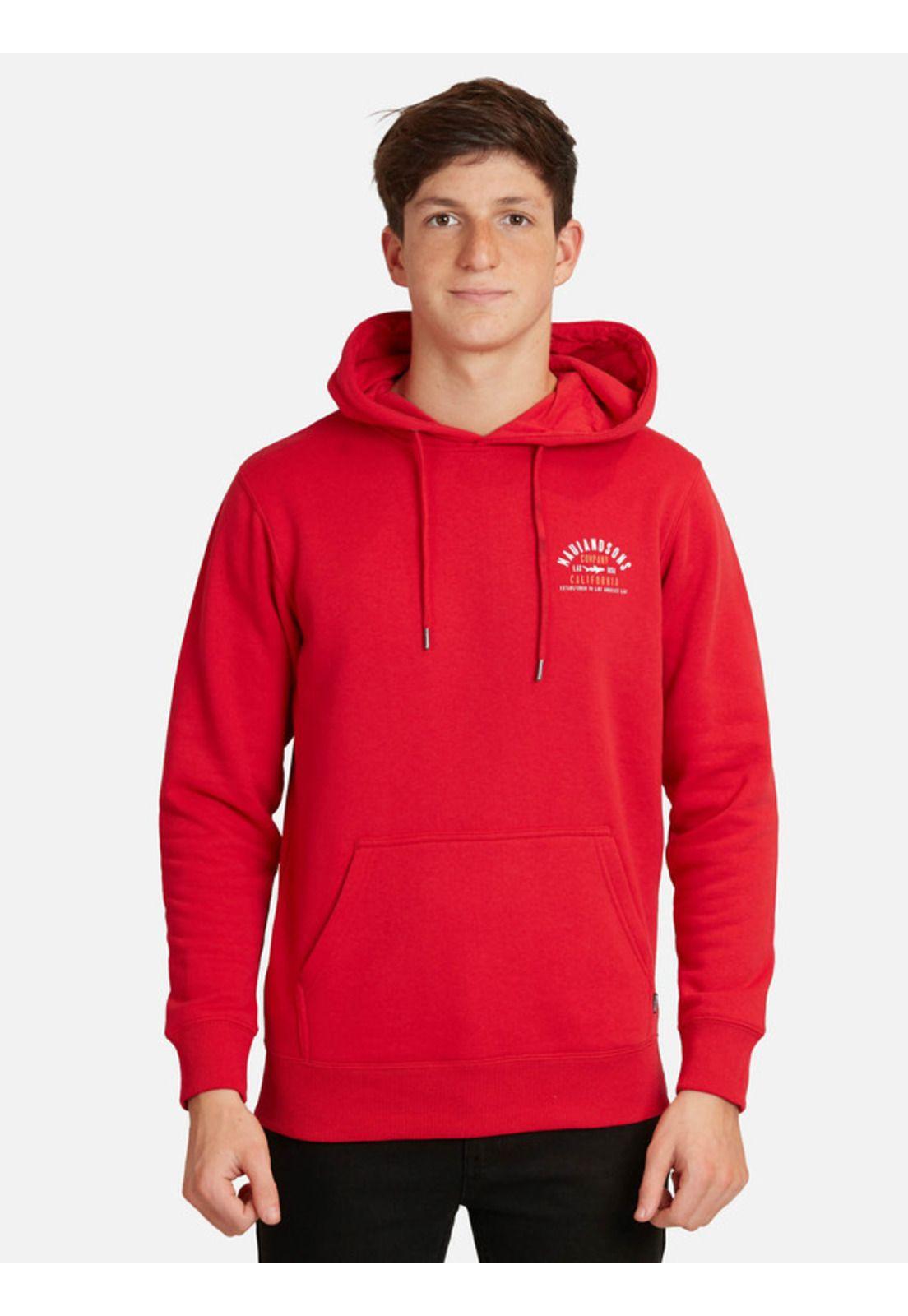Poleron California Hoodie Juvenil Hombre Rojo Maui And Sons-0