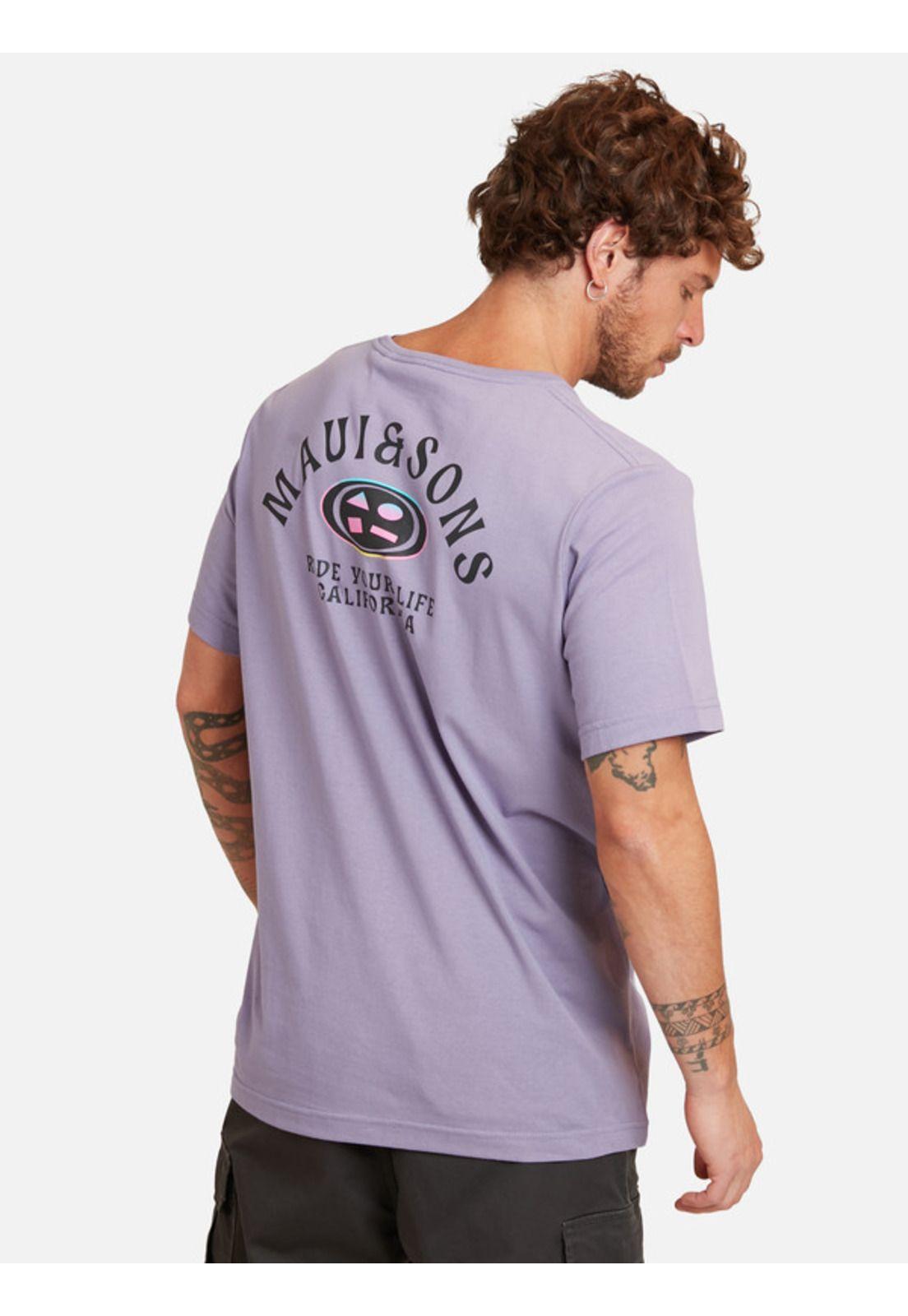 Polera Retro Logo Hombre Morado Maui And Sons-1