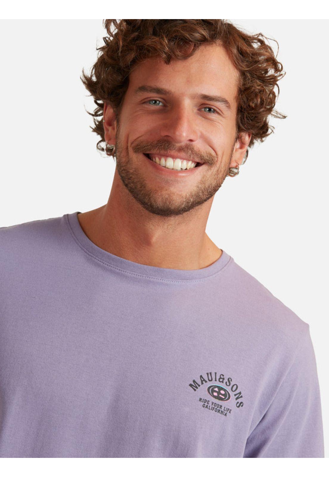 Polera Retro Logo Hombre Morado Maui And Sons-2