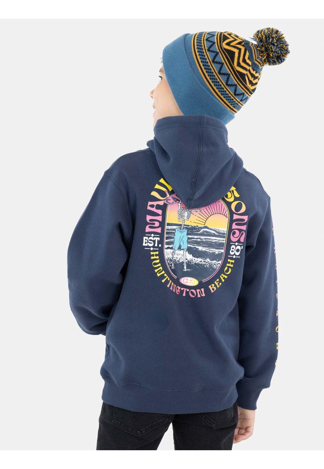 Poleron Surfer Skeleton Azul Marino Niño Maui And Sons-1