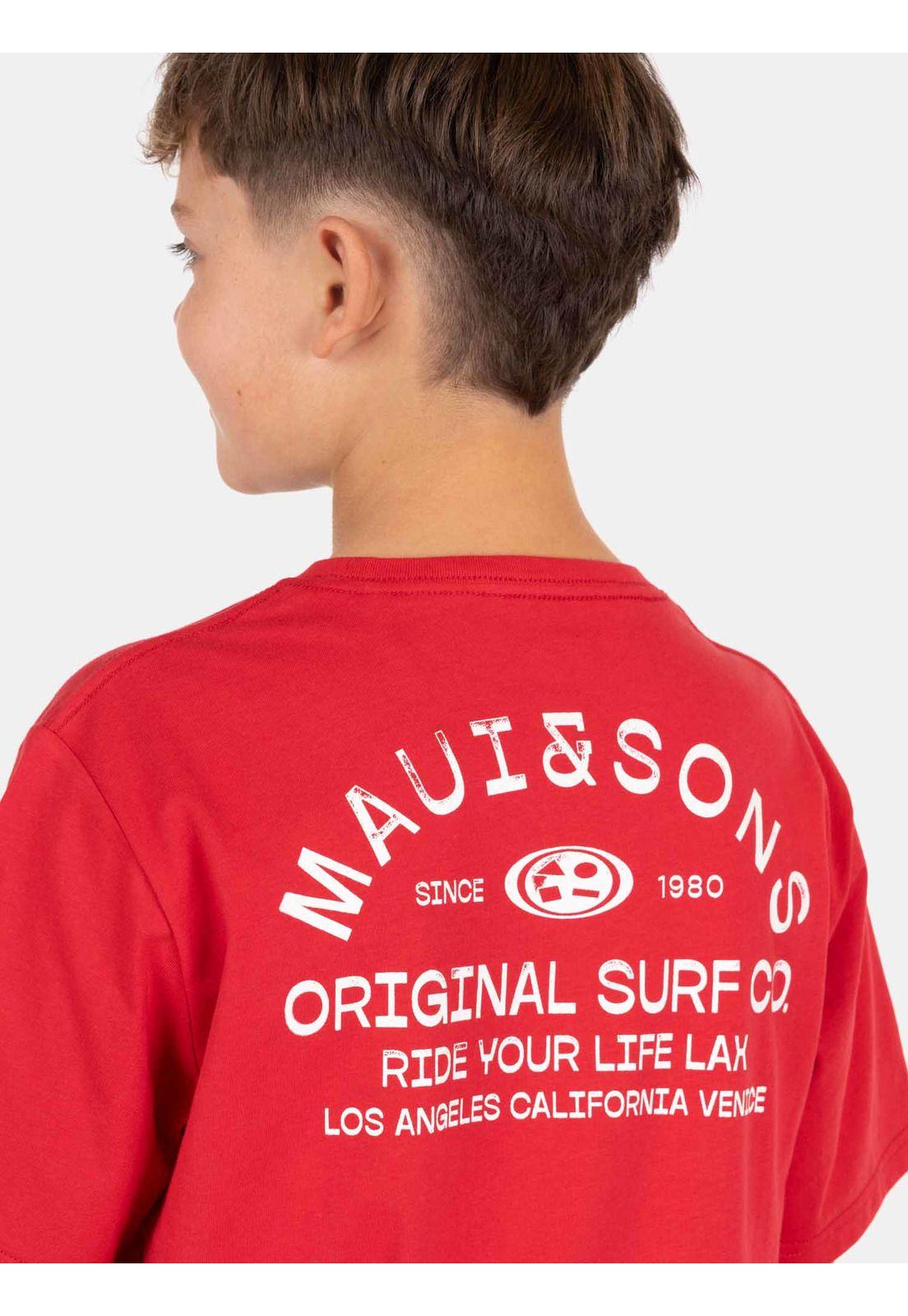 Polera MC Surfesia Rojo Infantil Maui And Sons-2
