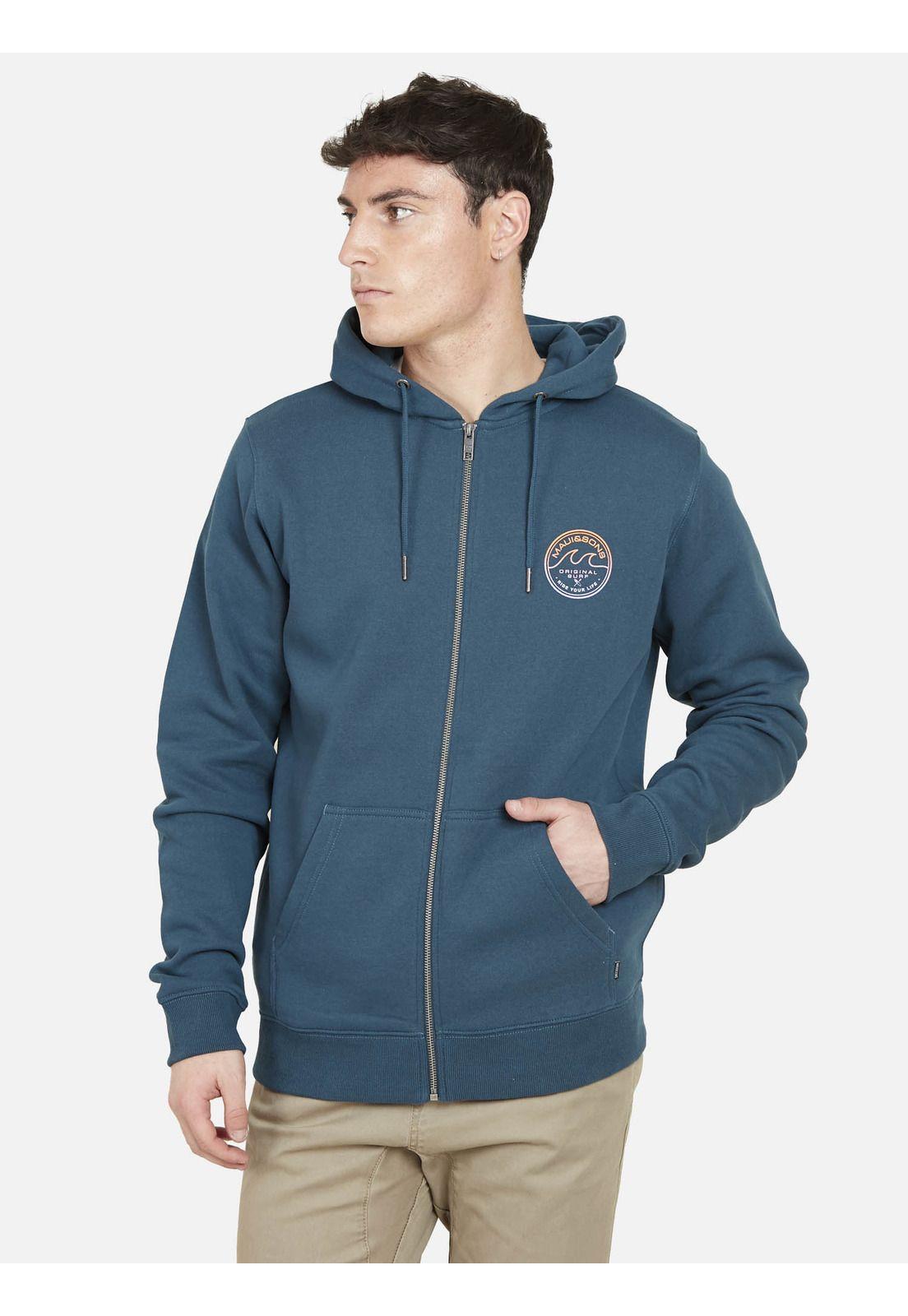 Poleron Fullzipper SURFER WAVES Hombre Azul Maui and Sons-0