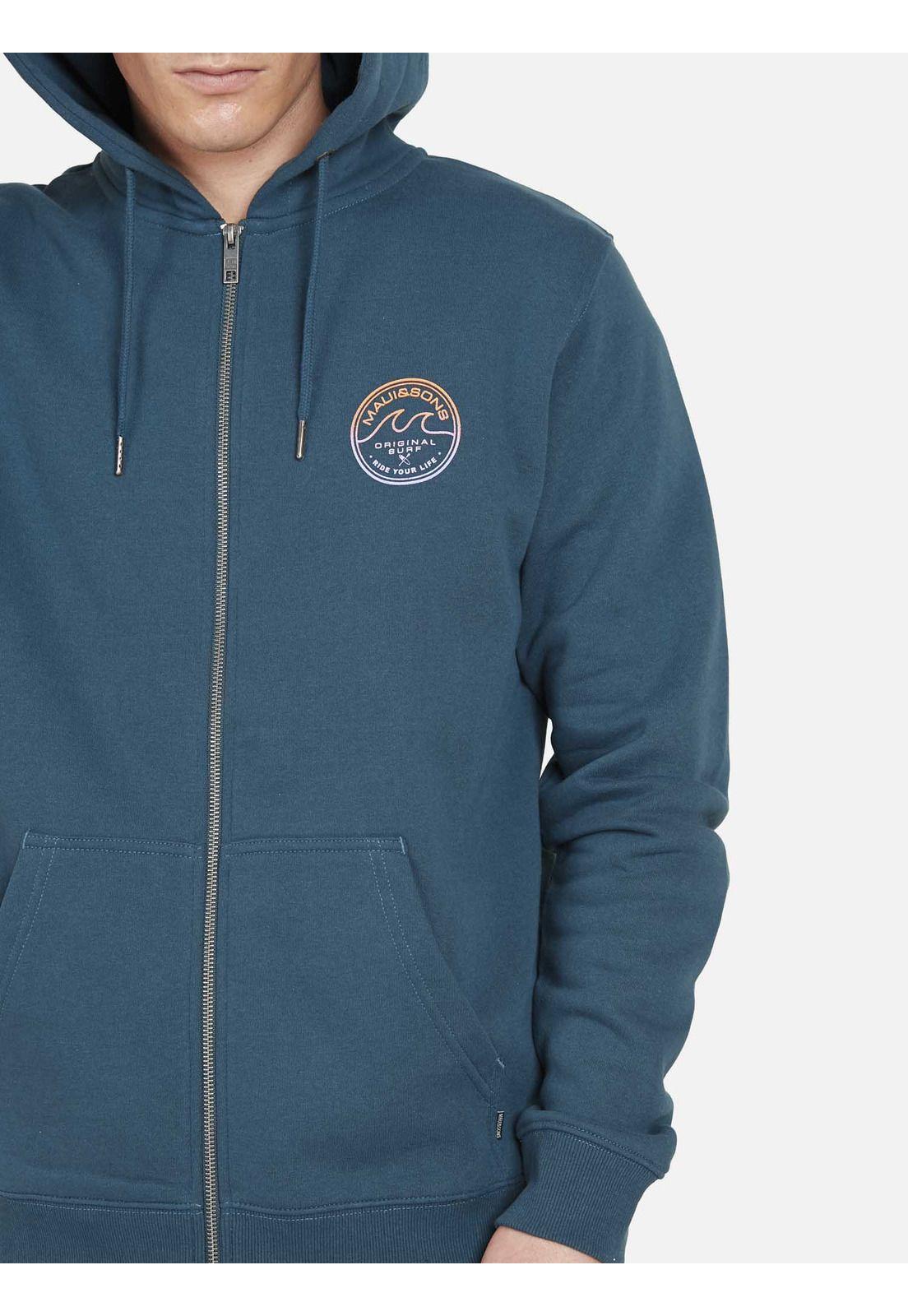 Poleron Fullzipper SURFER WAVES Hombre Azul Maui and Sons-2