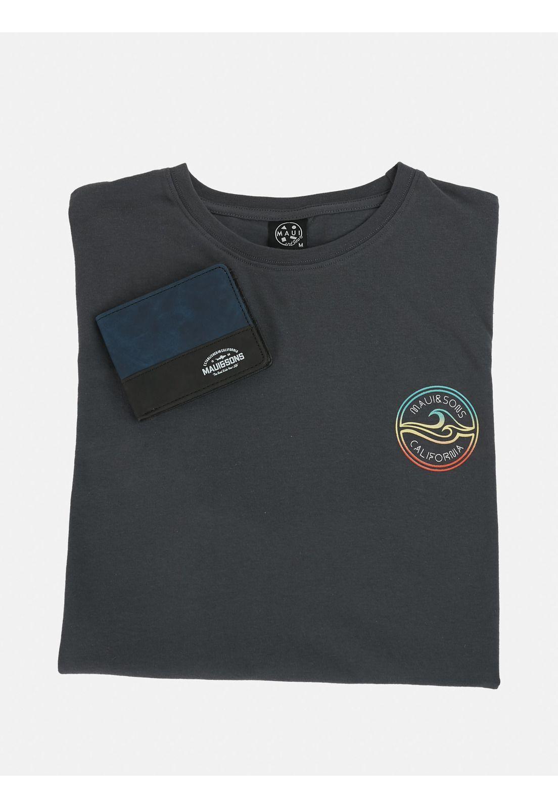 Pack Polera Billetera 5AV1554 Hombre Gris Oscuro Maui and Sons-3