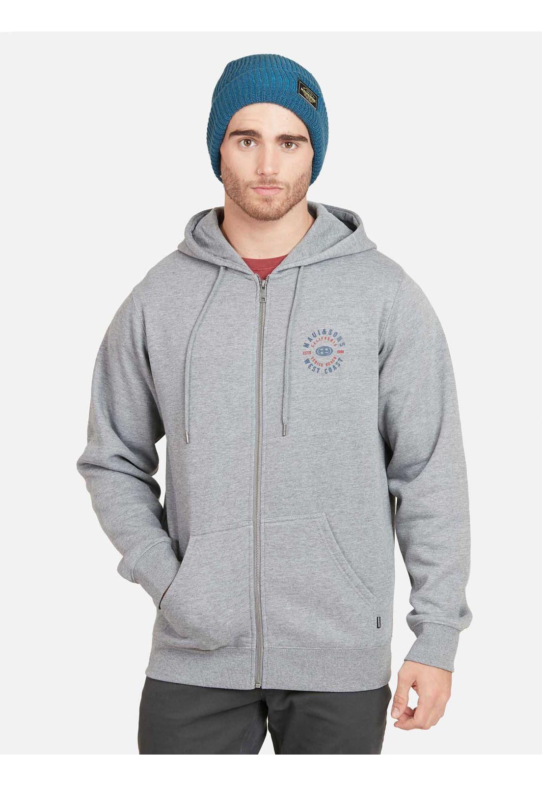 Poleron WEST COAST HOODIES Hombre Gris Maui and Sons-0