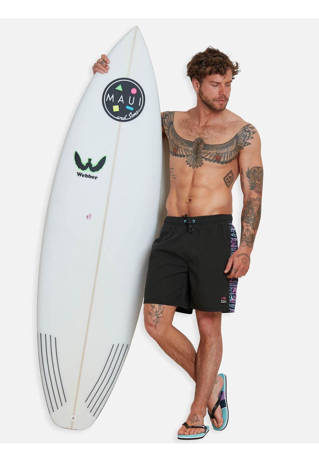 Traje De Baño Dark Oahu Short Negro Hombre Maui And Sons-3