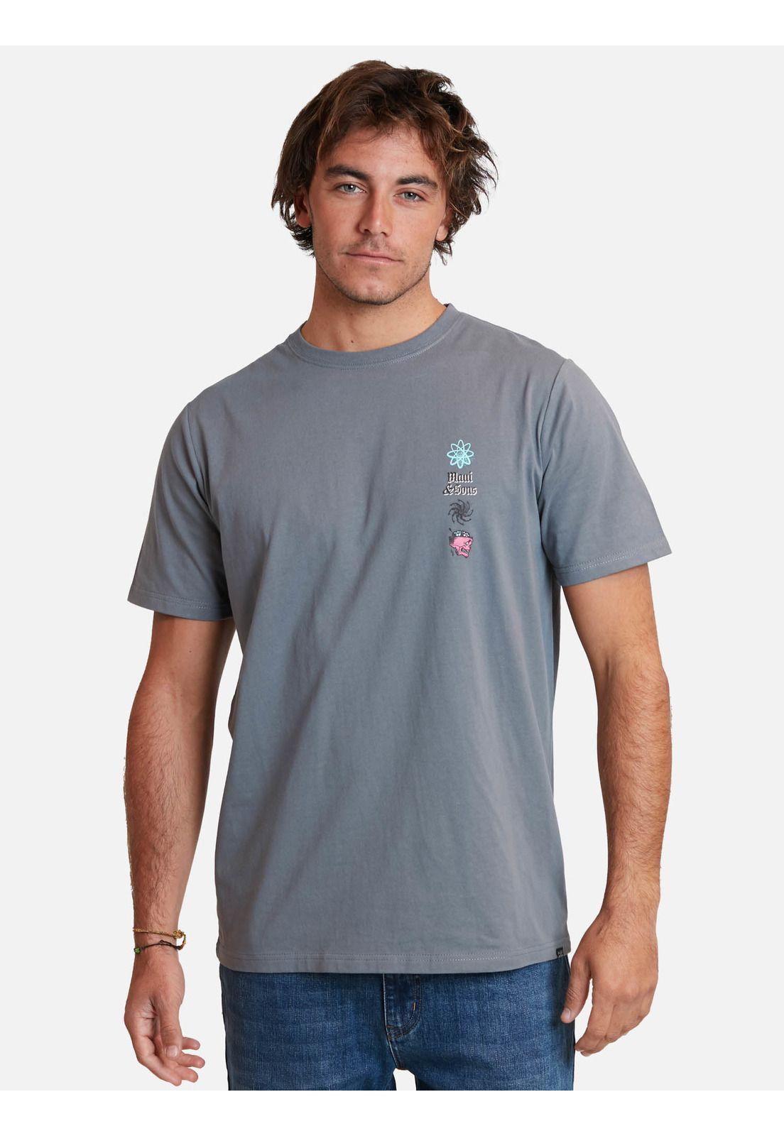 Polera skull punk ss tees Gris Hombre Maui And Sons-0