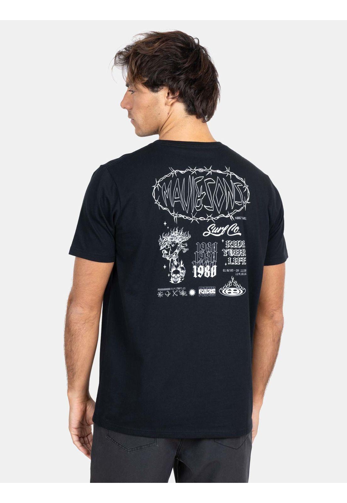 Polera MC Travelholic Negro Hombre Maui And Sons-1