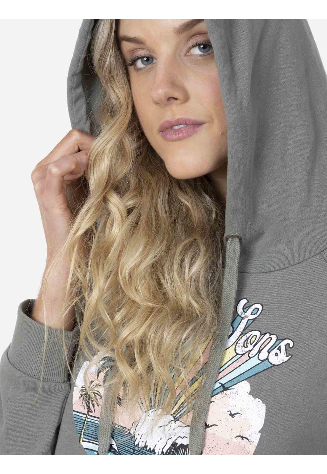 Poleron 1980 STYLE HOODIE Mujer Verde Maui and Sons-2