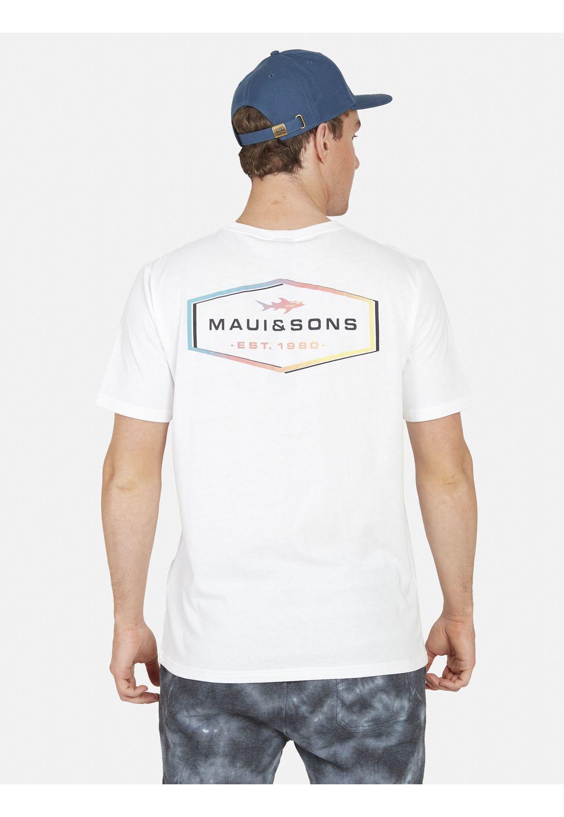 Polera RETRO BADGE Hombre Blanco Maui and Sons-1