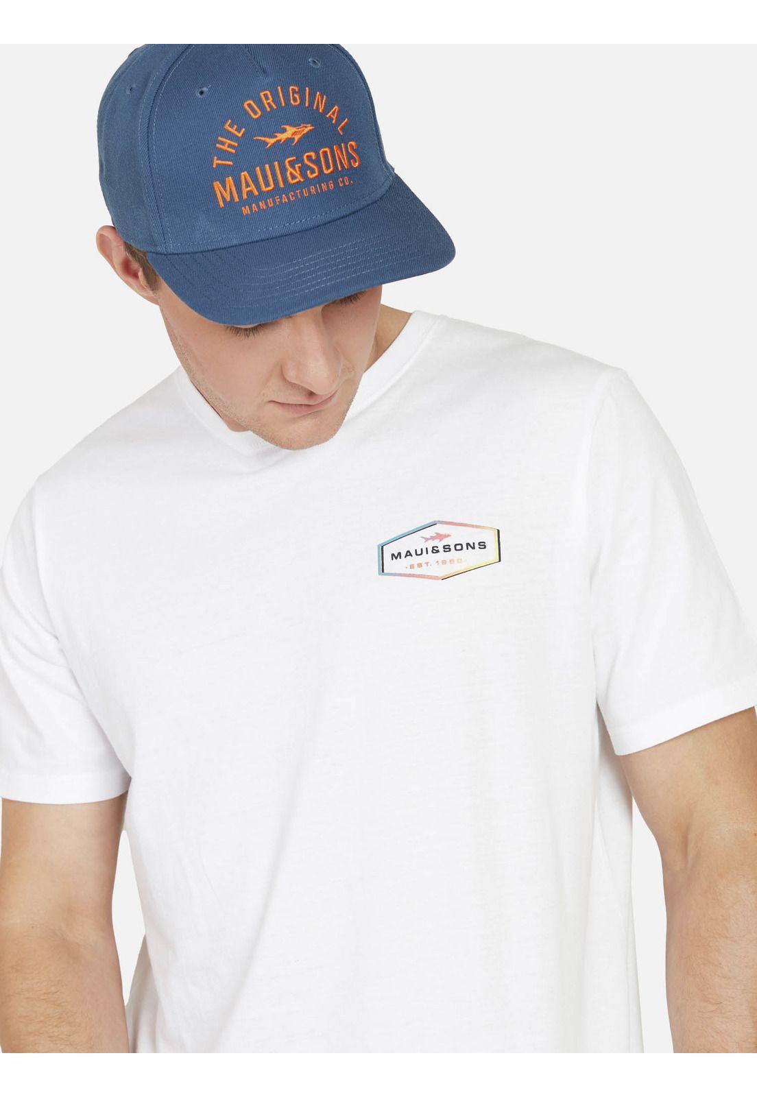 Polera RETRO BADGE Hombre Blanco Maui and Sons-2