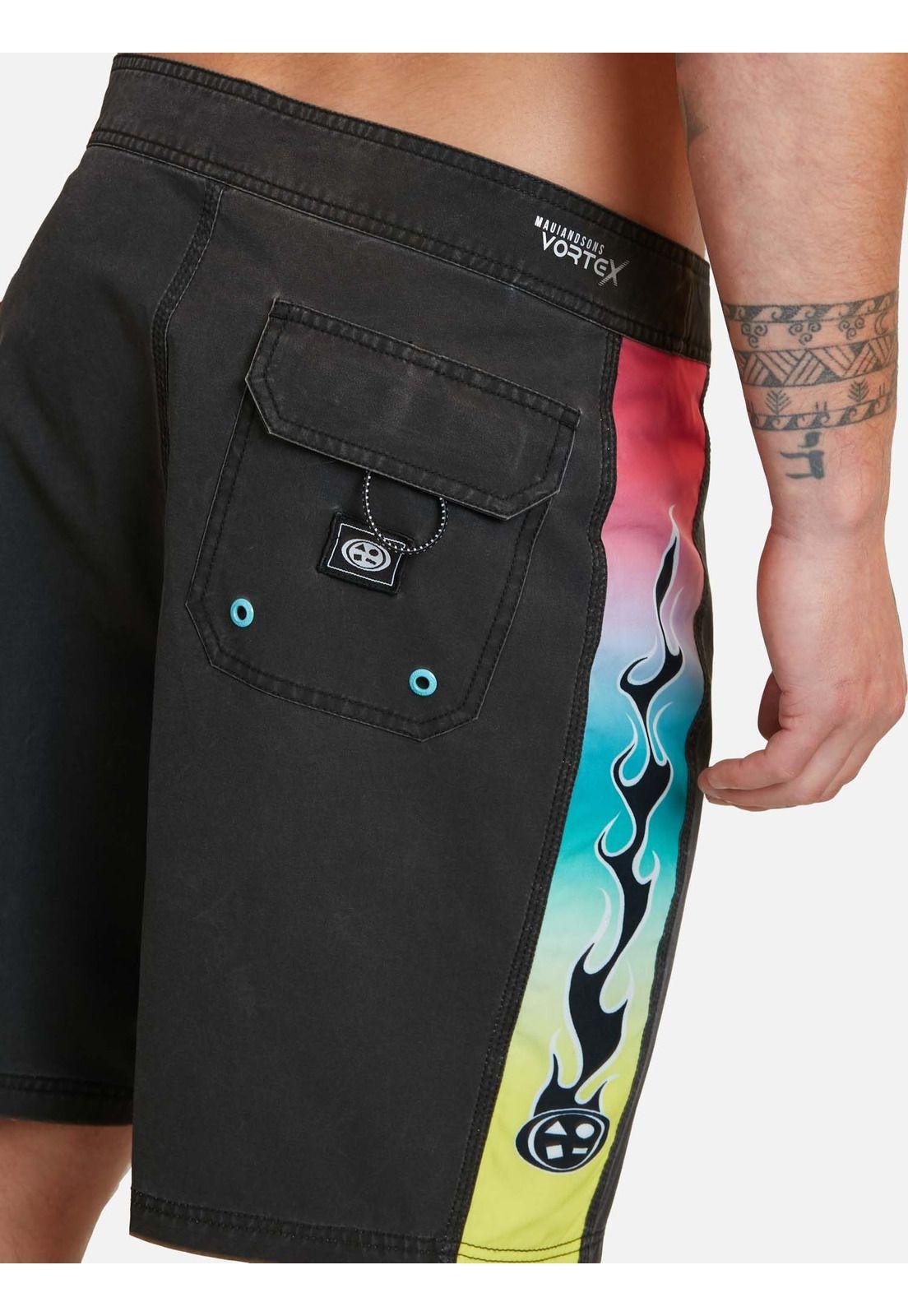Traje De Baño Tribal Flame Negro Hombre Maui And Sons-2