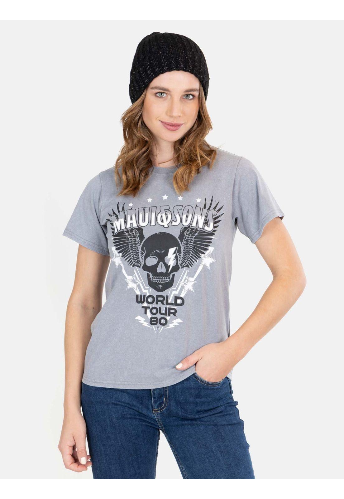 Polera Rock Tour Gris Mujer Maui And Sons-3