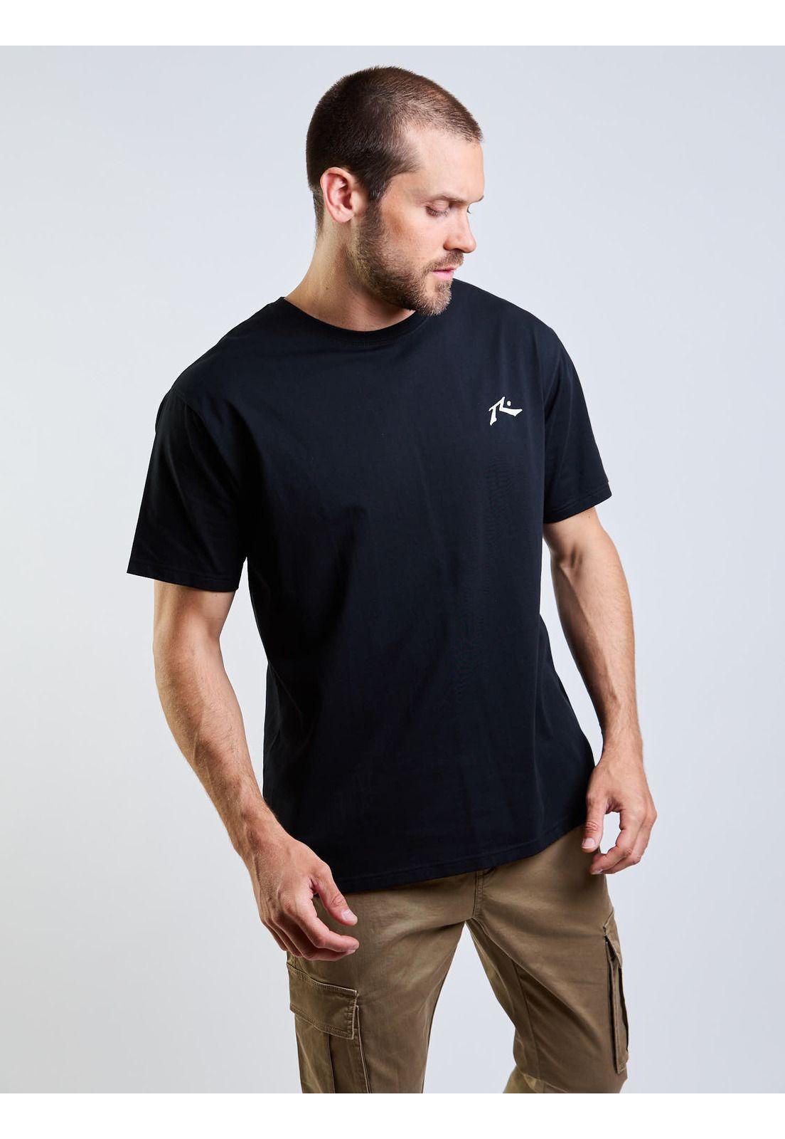 Polera MC Tiny R Logo Negro Hombre Rusty-4