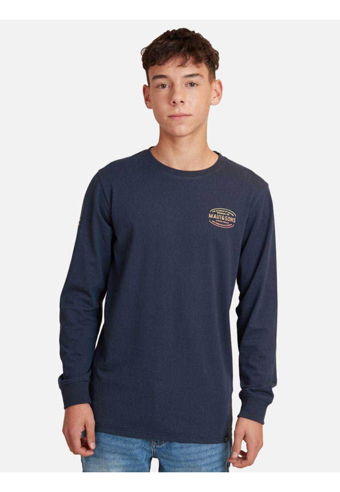 Polera Brand Retro 80 Juvenil Hombre Azul Maui And Sons-0