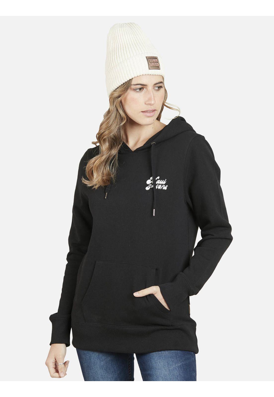 Poleron PINK EAGLE HOODIE Mujer Negro Maui and Sons-0