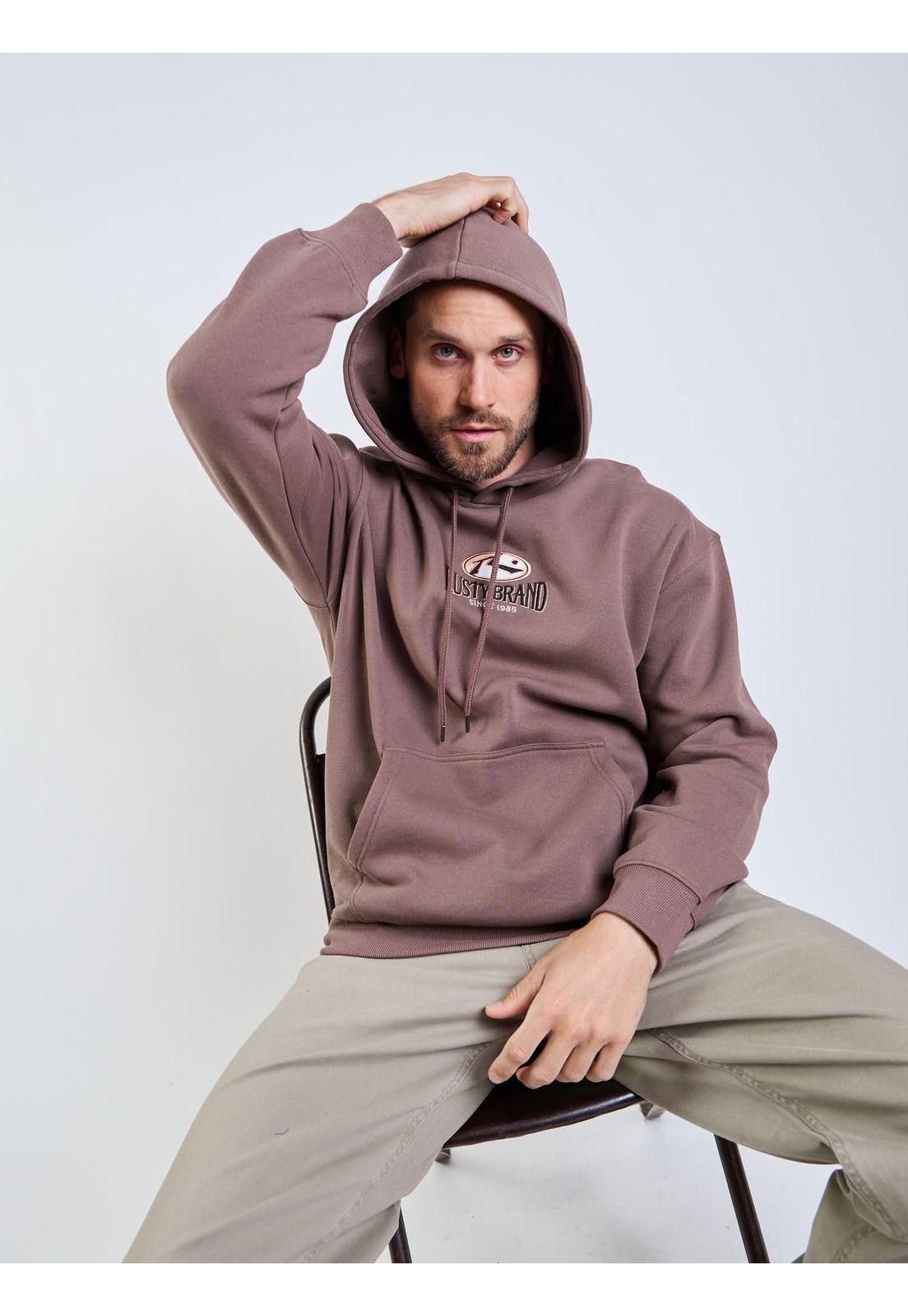 Poleron Canguro Rusty Brand Hoodie Café Hombre Rusty-4