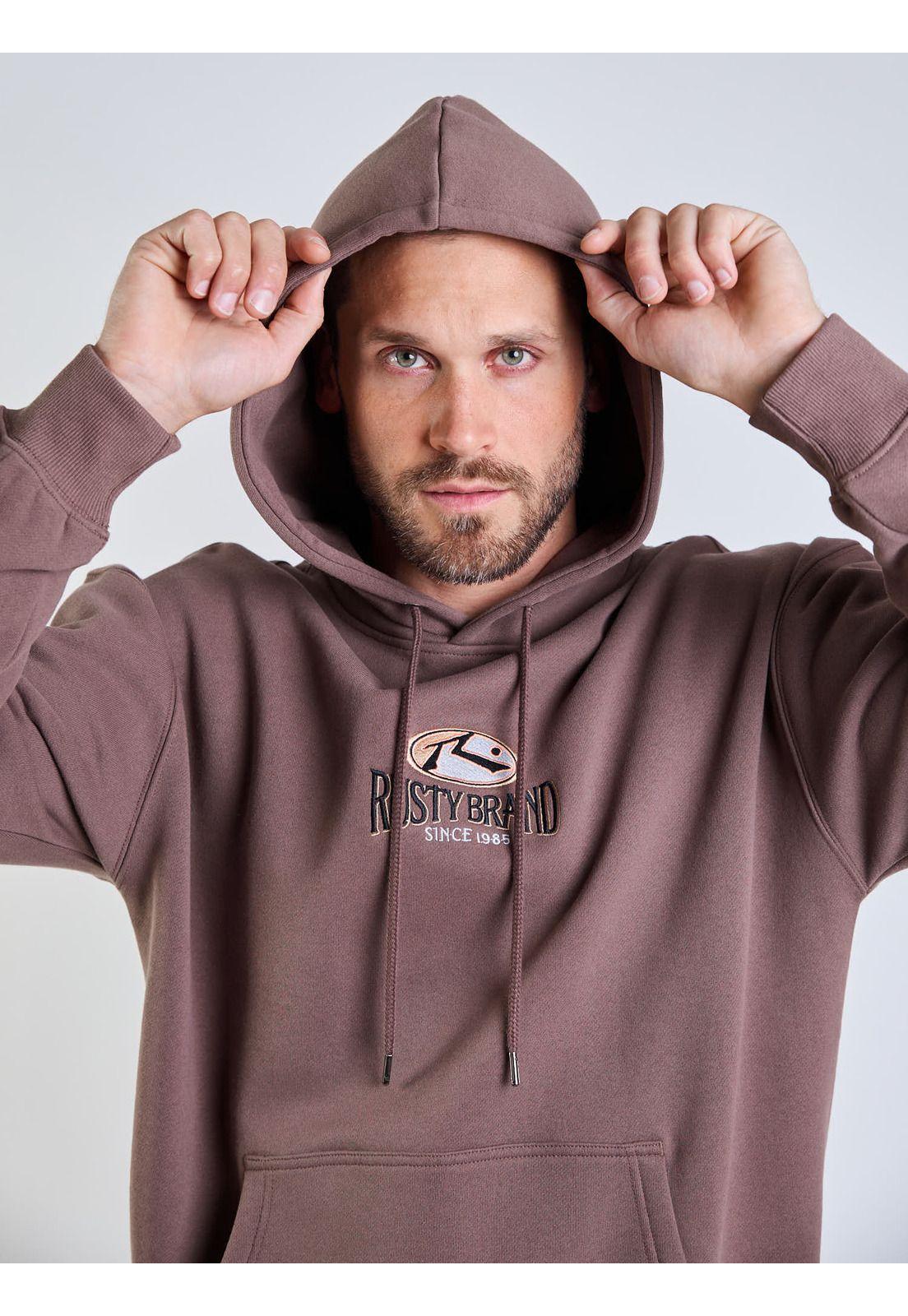 Poleron Canguro Rusty Brand Hoodie Café Hombre Rusty-7
