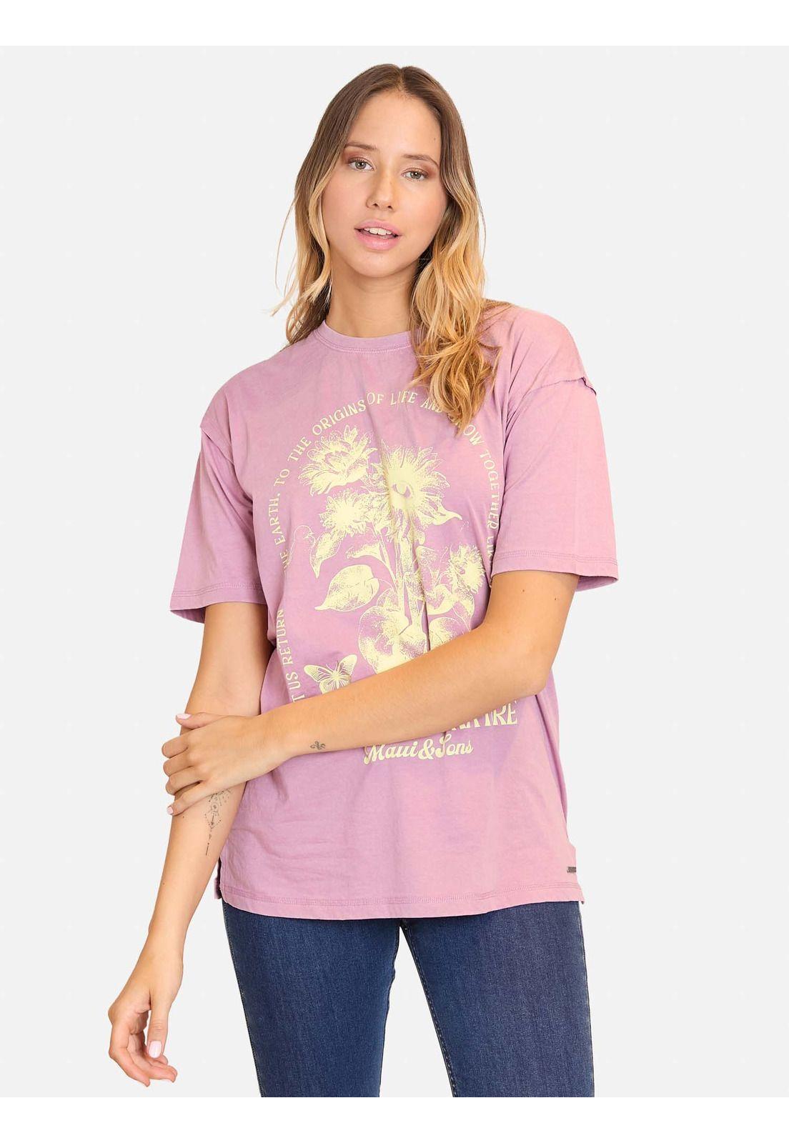 Polera MC Back To Nature Rosado Mujer Maui And Sons-0