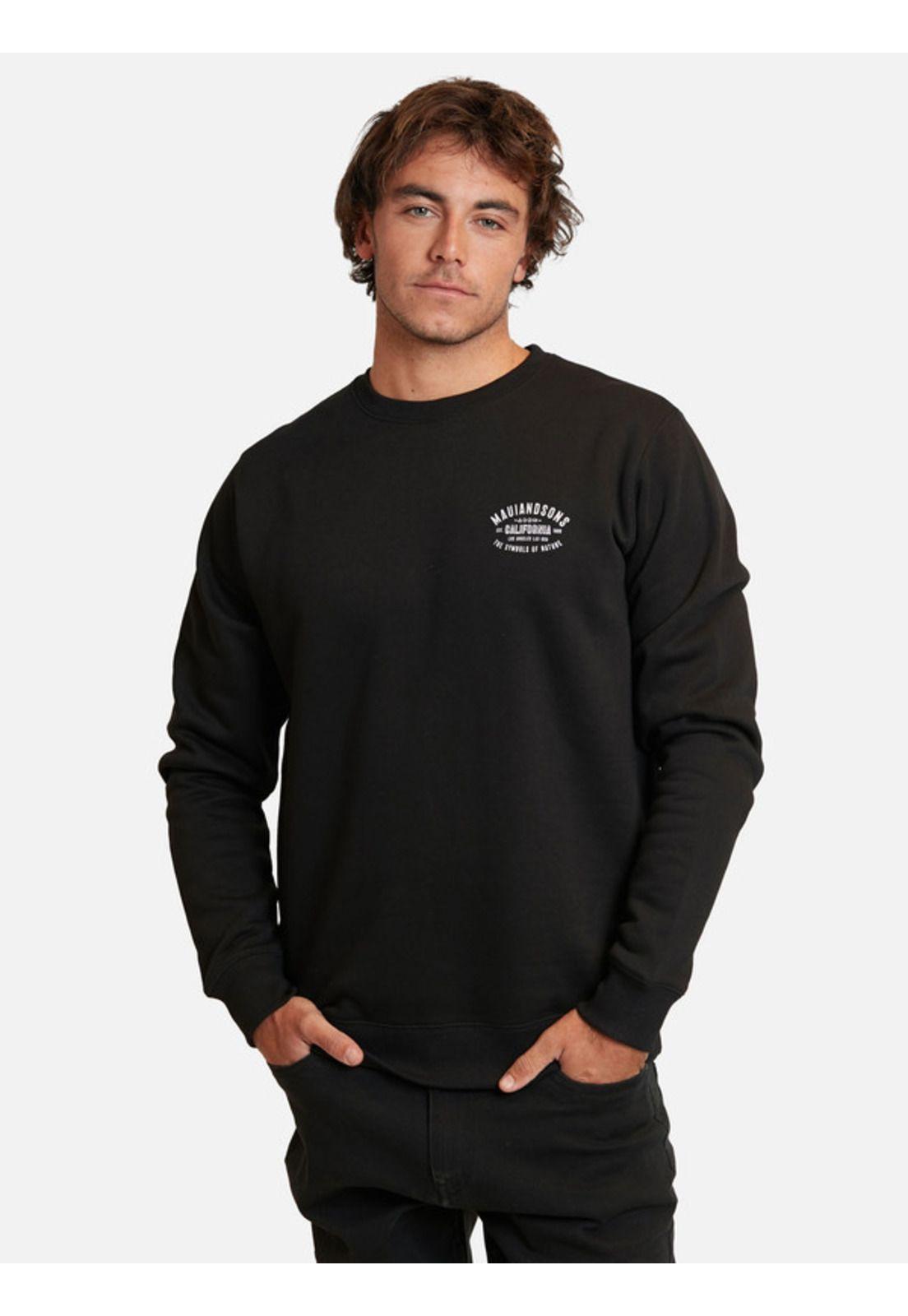 Poleron Symbols Of Nature Crew Negro Hombre Maui And Sons-0