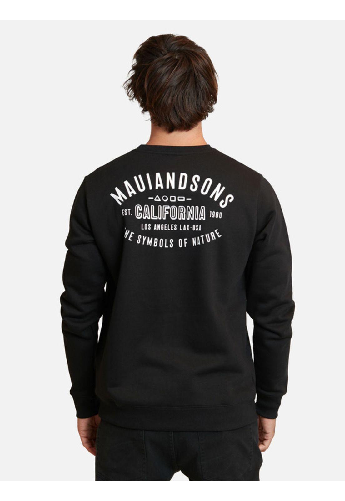 Poleron Symbols Of Nature Crew Negro Hombre Maui And Sons-1