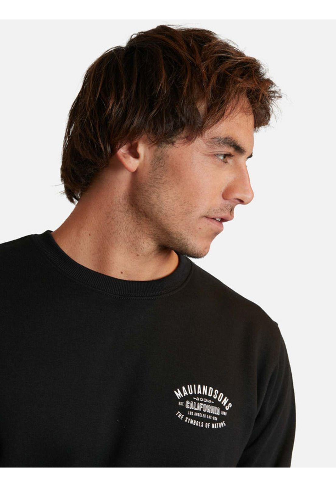 Poleron Symbols Of Nature Crew Negro Hombre Maui And Sons-2