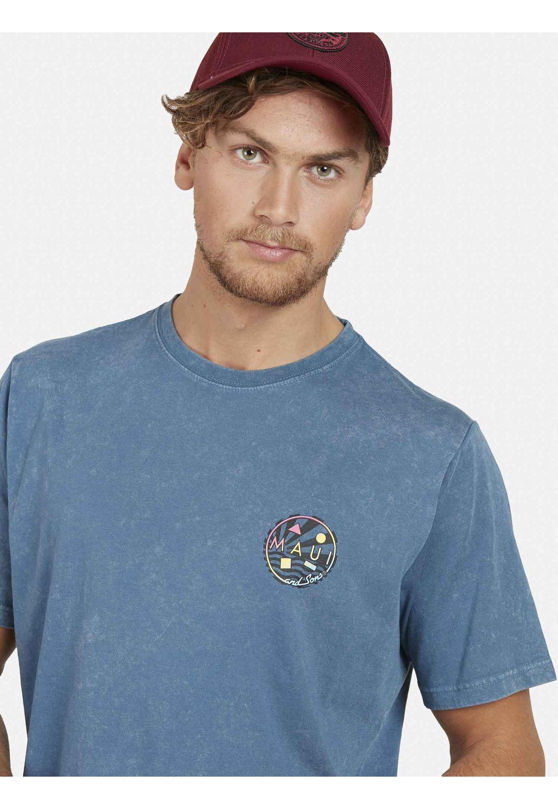 Polera NEON COOKIE DYE Hombre Azul Maui and Sons-2