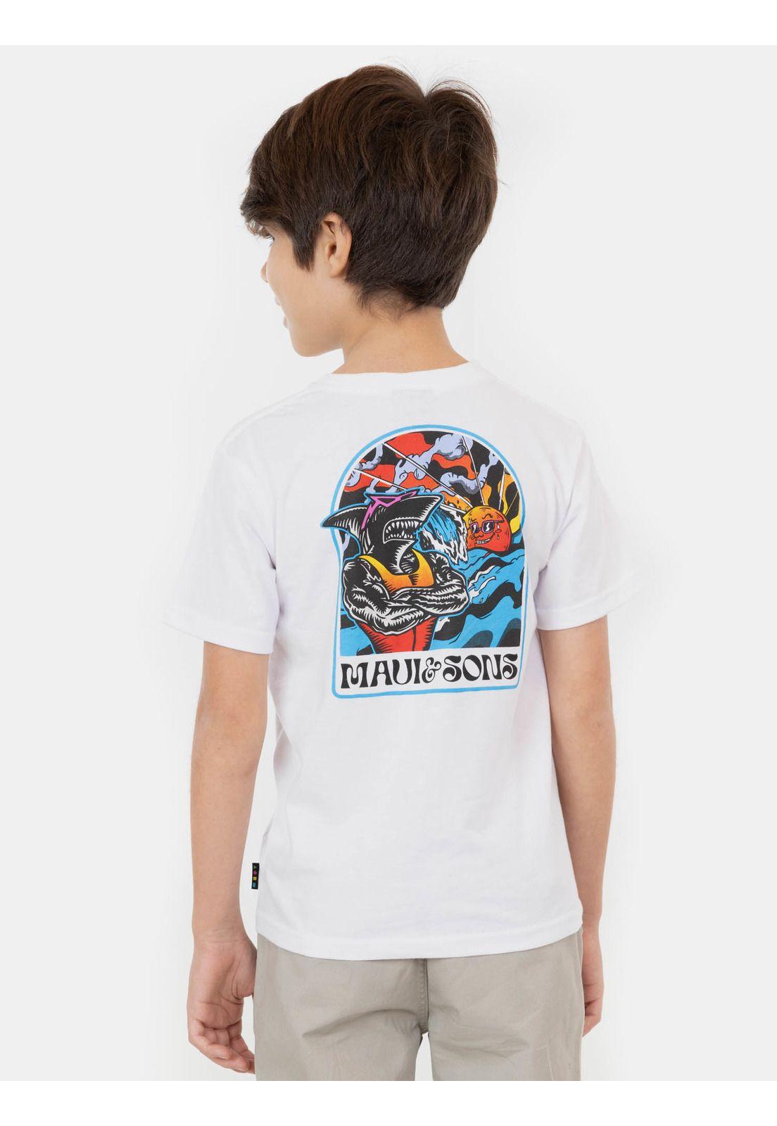Polera MC Shark New Day Blanco Niño Maui And Sons-1