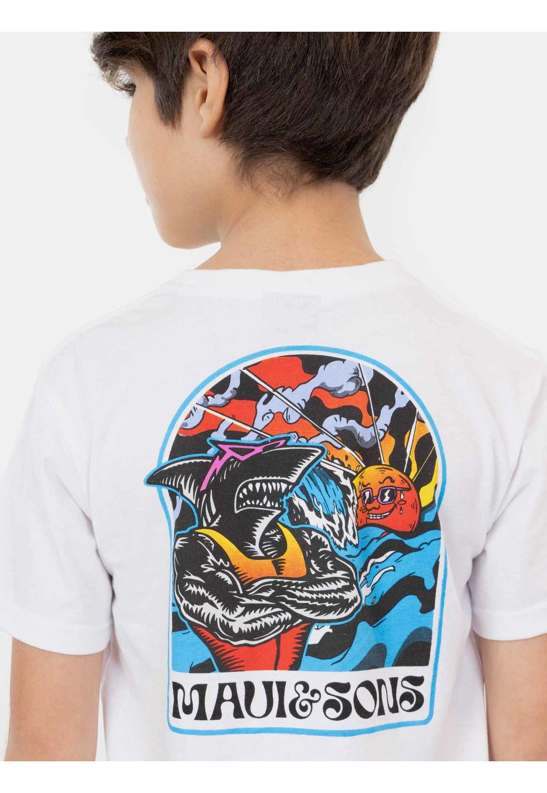 Polera MC Shark New Day Blanco Niño Maui And Sons-3