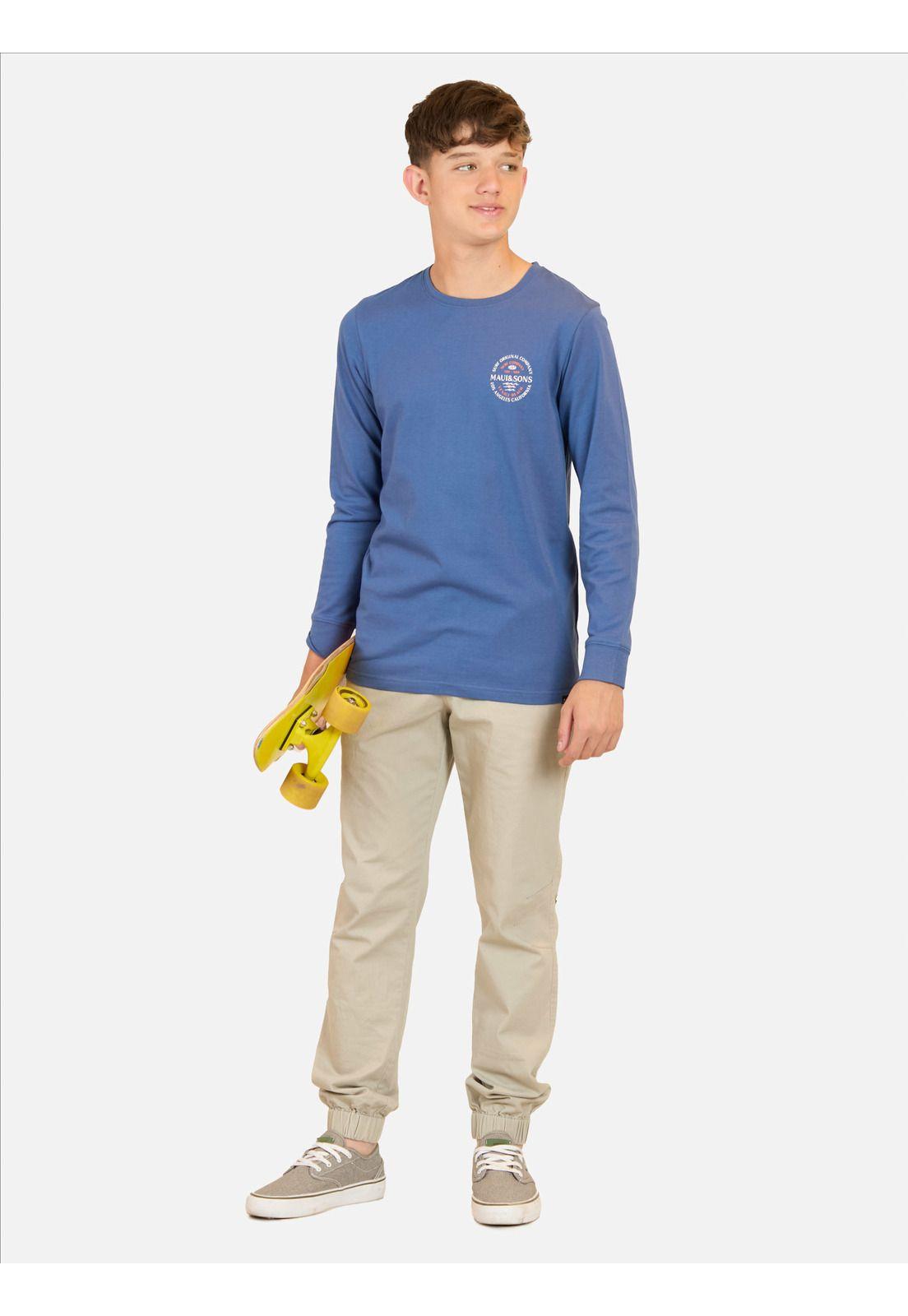 Polera ML Flamingo Celeste Infantil Maui And Sons-3
