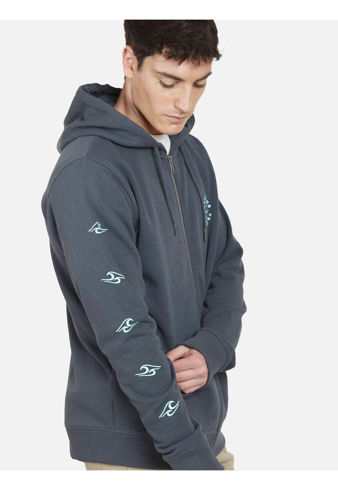 Poleron Fullzipper WAVES 1980 Hombre Gris Oscuro Maui and Sons-2