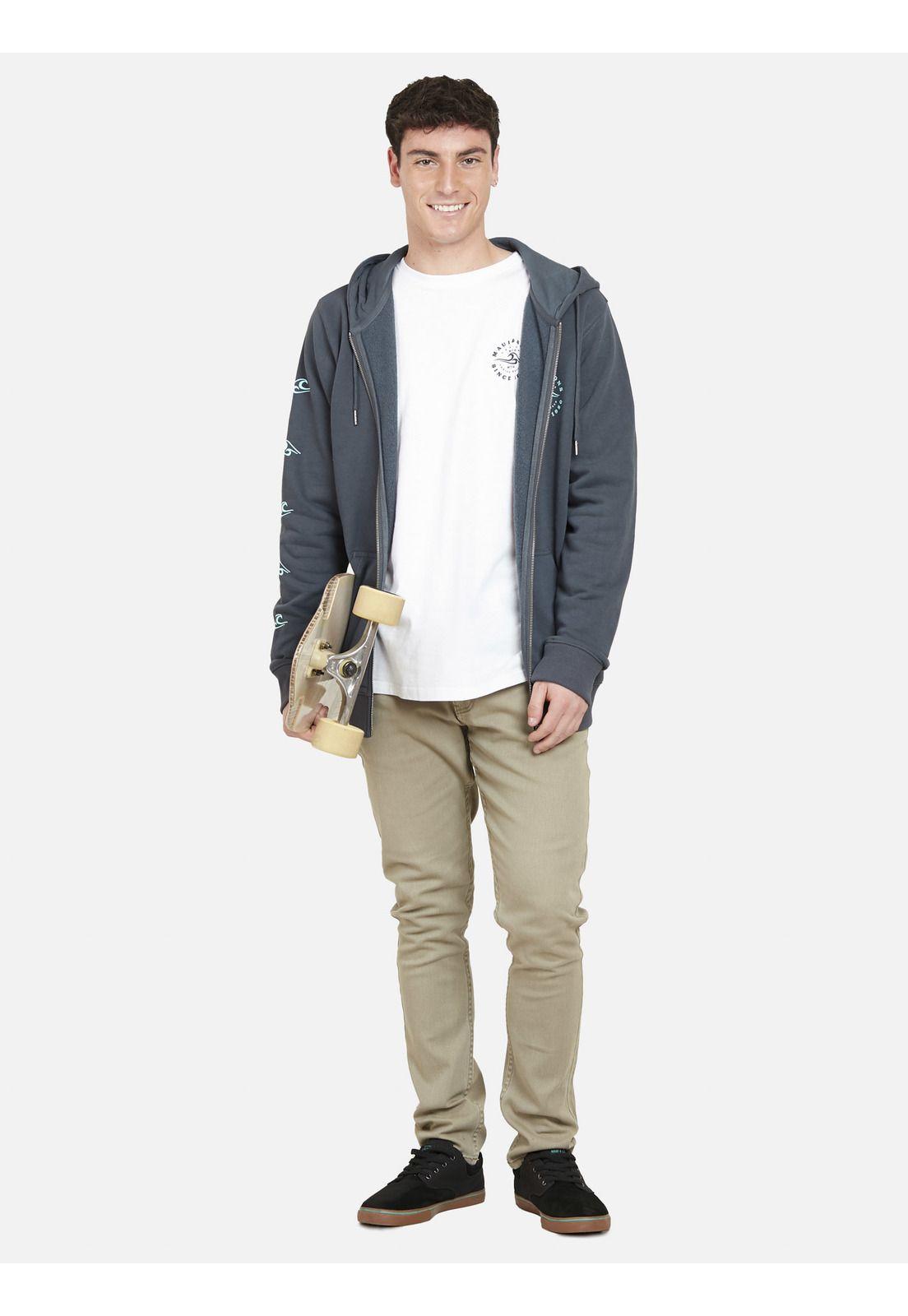 Poleron Fullzipper WAVES 1980 Hombre Gris Oscuro Maui and Sons-3