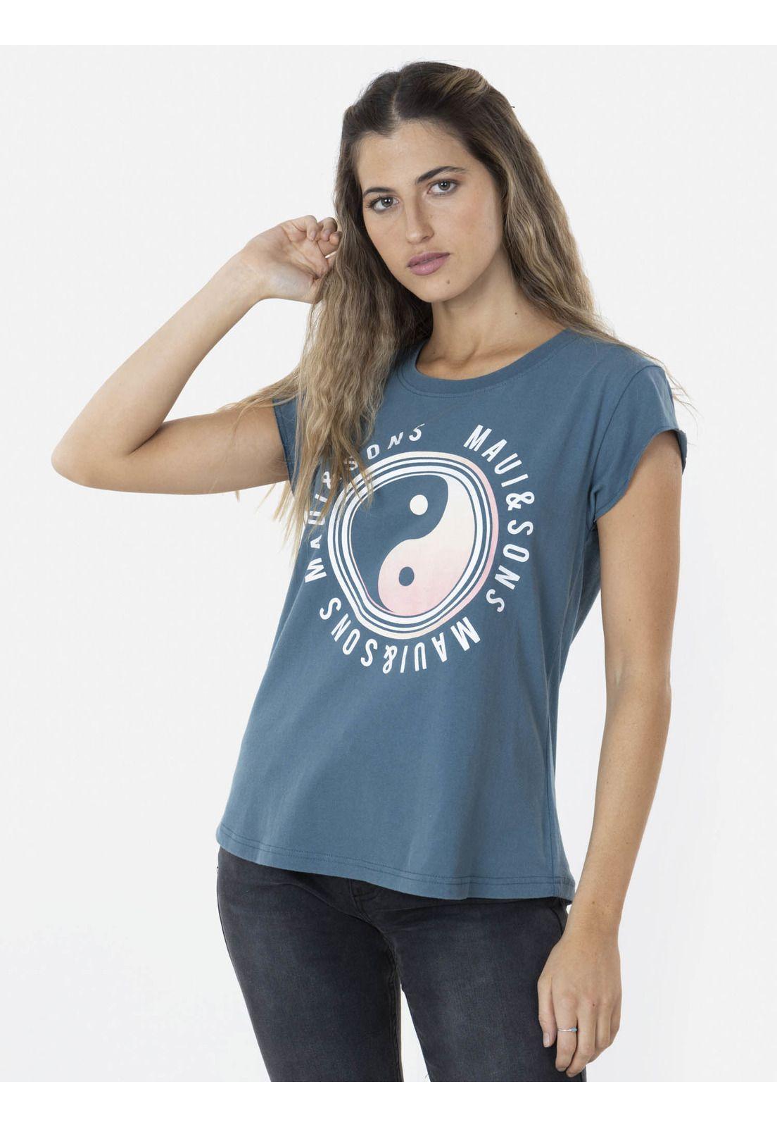 Polera COLORFUL YIN YANG Mujer Azul Maui and Sons-0