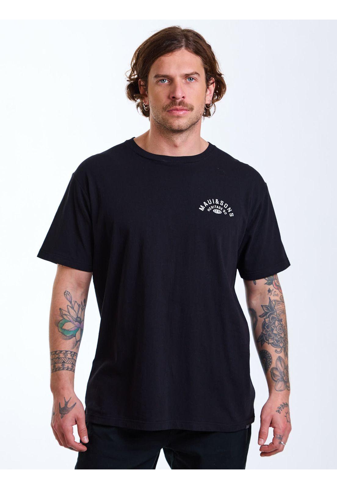 Polera MC Retro Negro Hombre Maui and Sons-0
