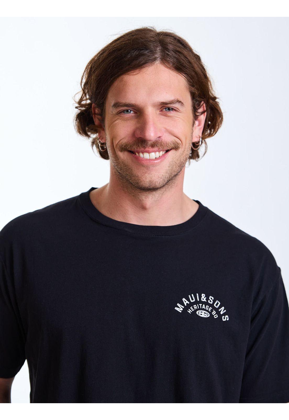 Polera MC Retro Negro Hombre Maui and Sons-4