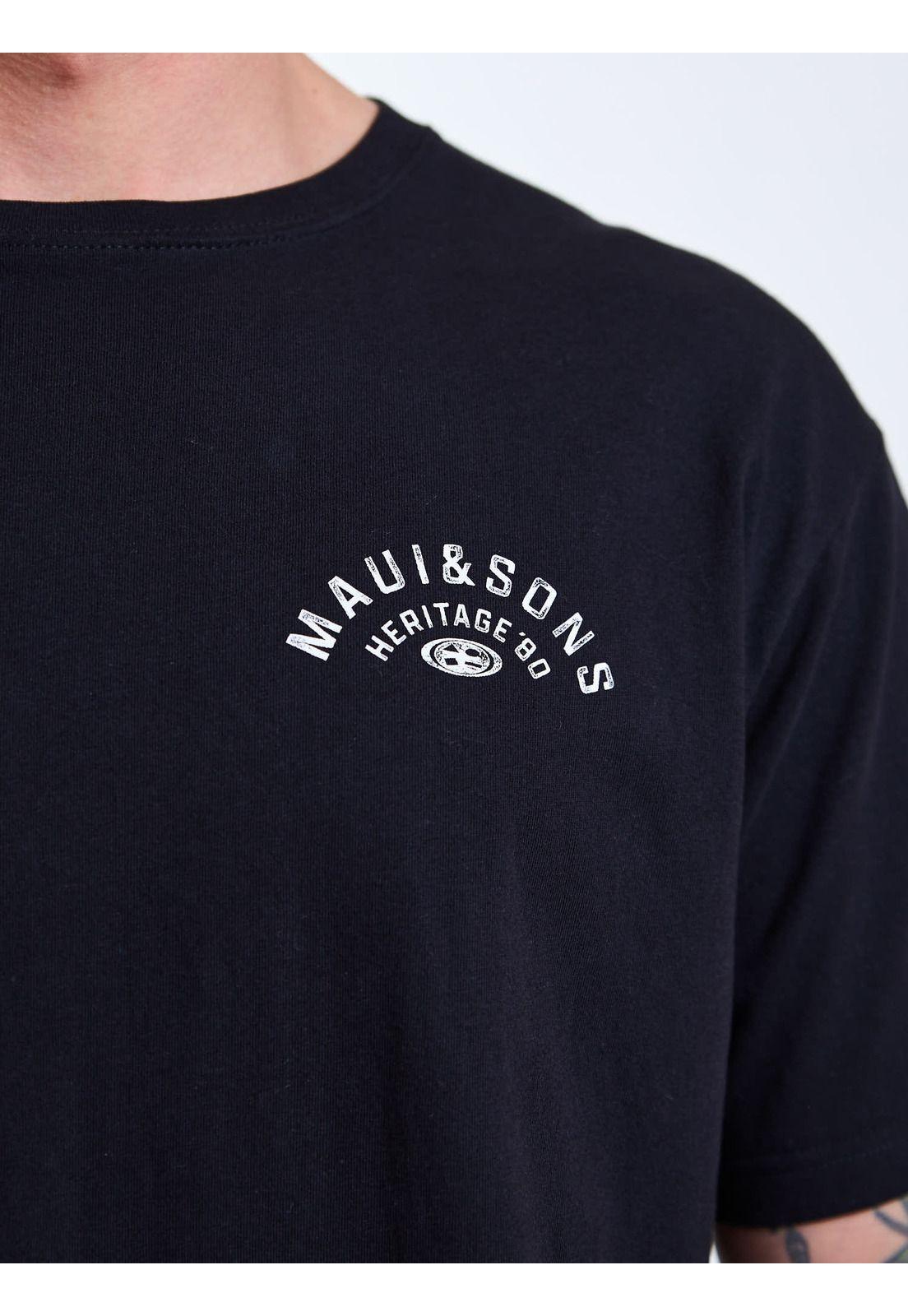 Polera MC Retro Negro Hombre Maui and Sons-5