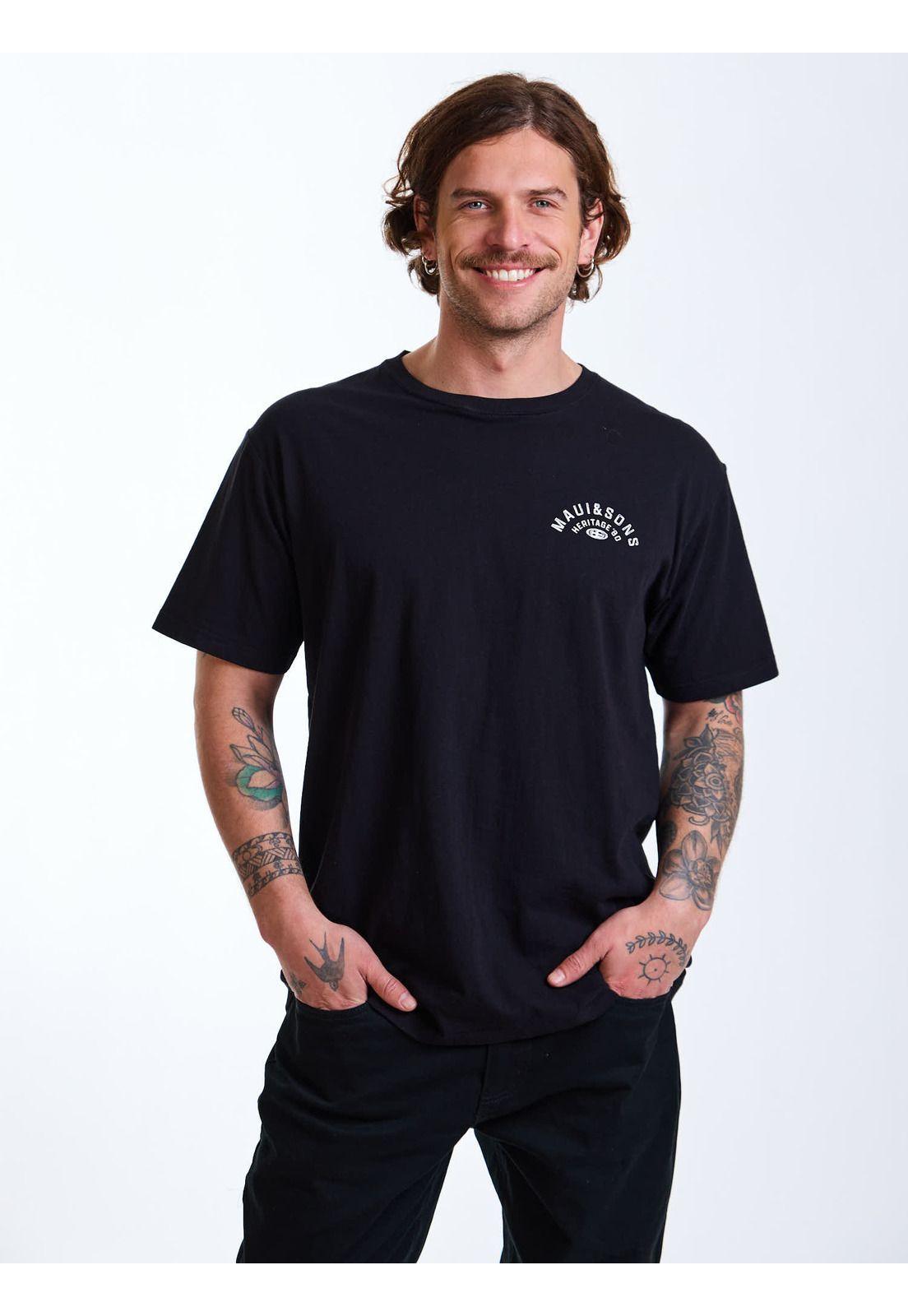 Polera MC Retro Negro Hombre Maui and Sons-6