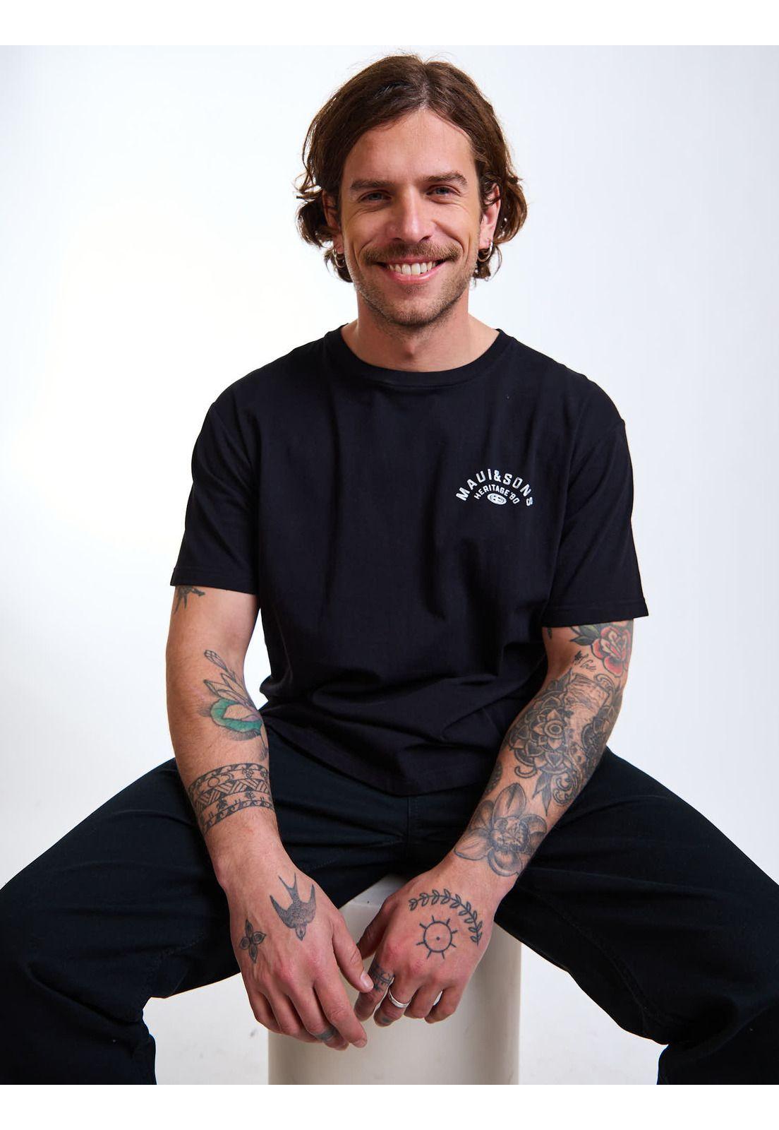Polera MC Retro Negro Hombre Maui and Sons-7