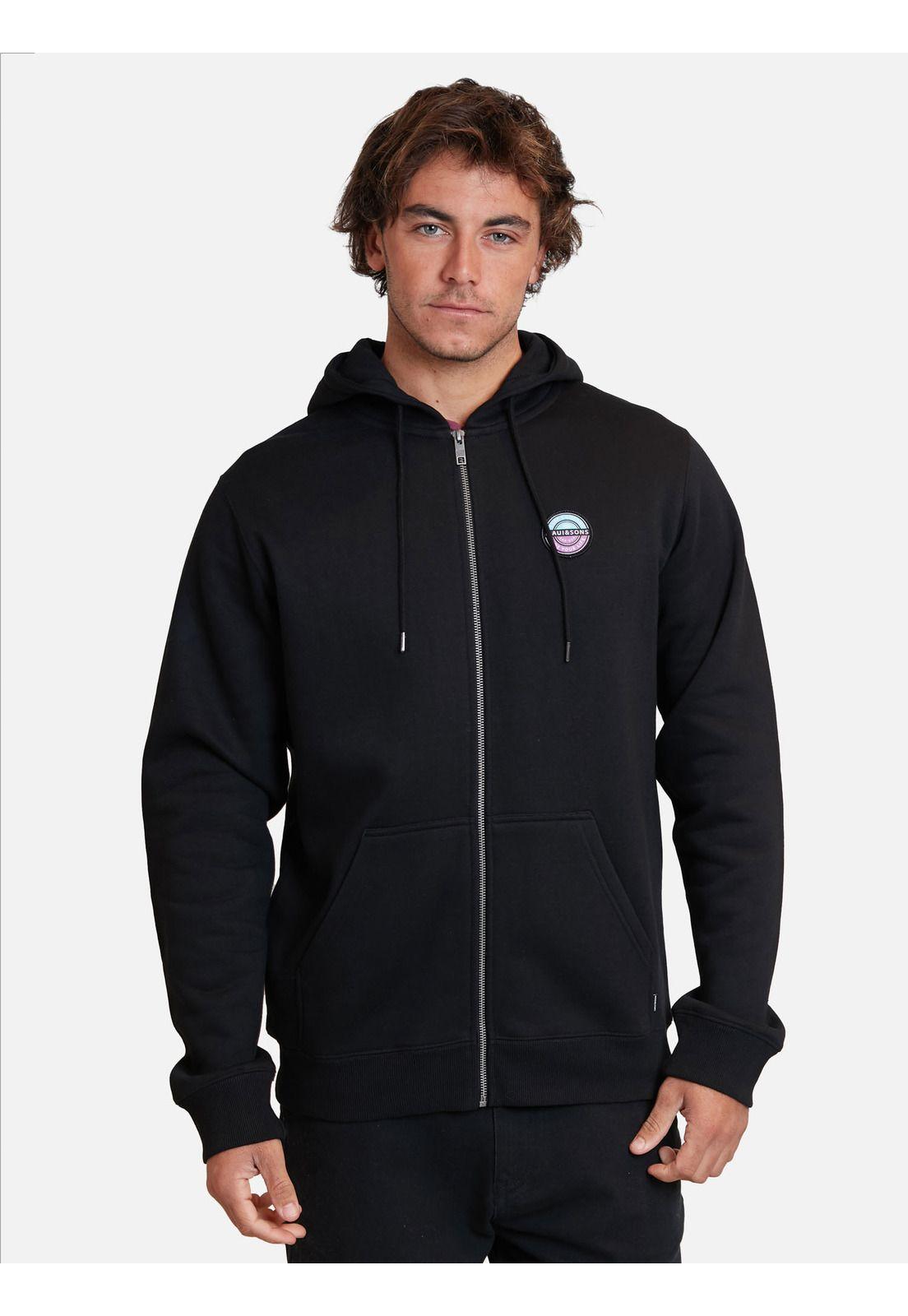 Poleron Fullzipper Insigne Hombre Negro Maui And Sons-0