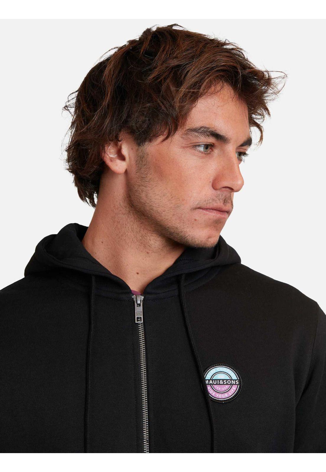 Poleron Fullzipper Insigne Hombre Negro Maui And Sons-2