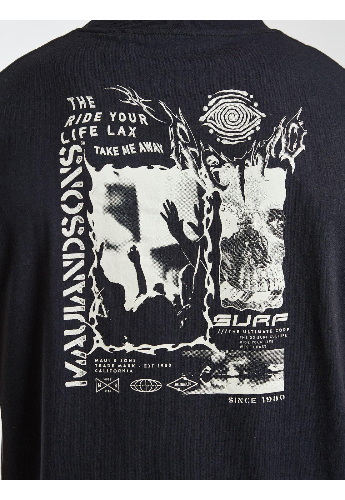 Polera SM Vision Wave Negro Hombre Maui and Sons-3