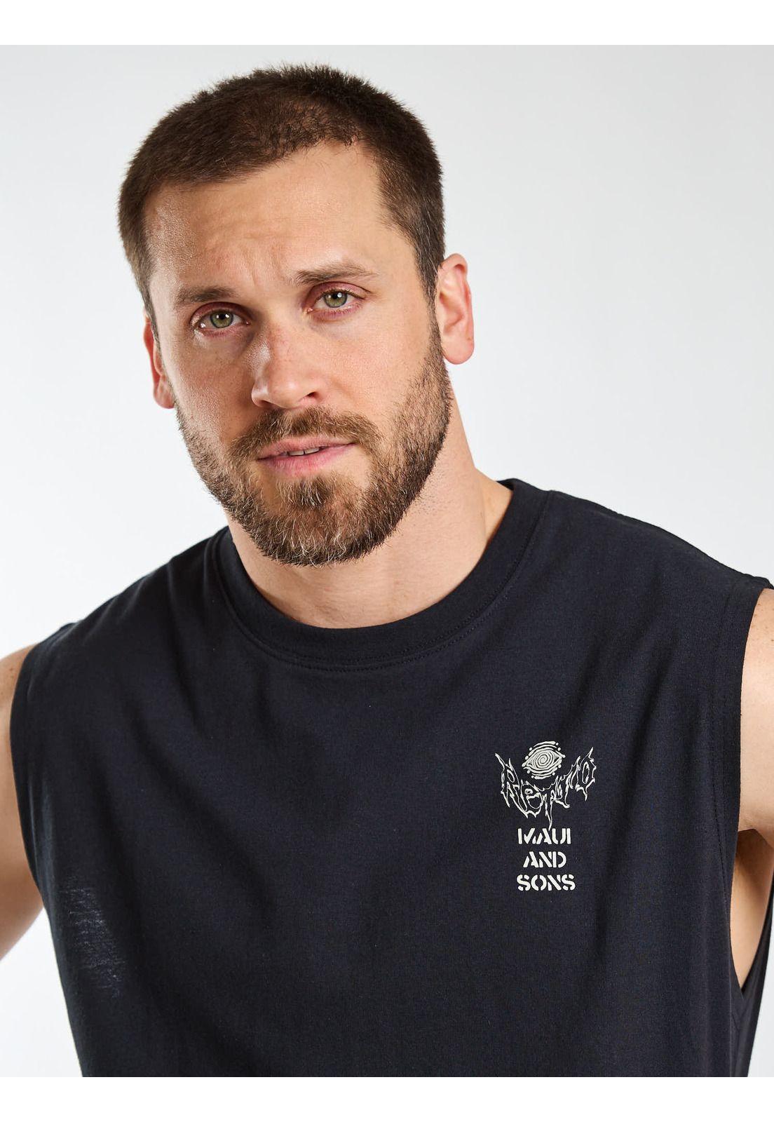 Polera SM Vision Wave Negro Hombre Maui and Sons-4