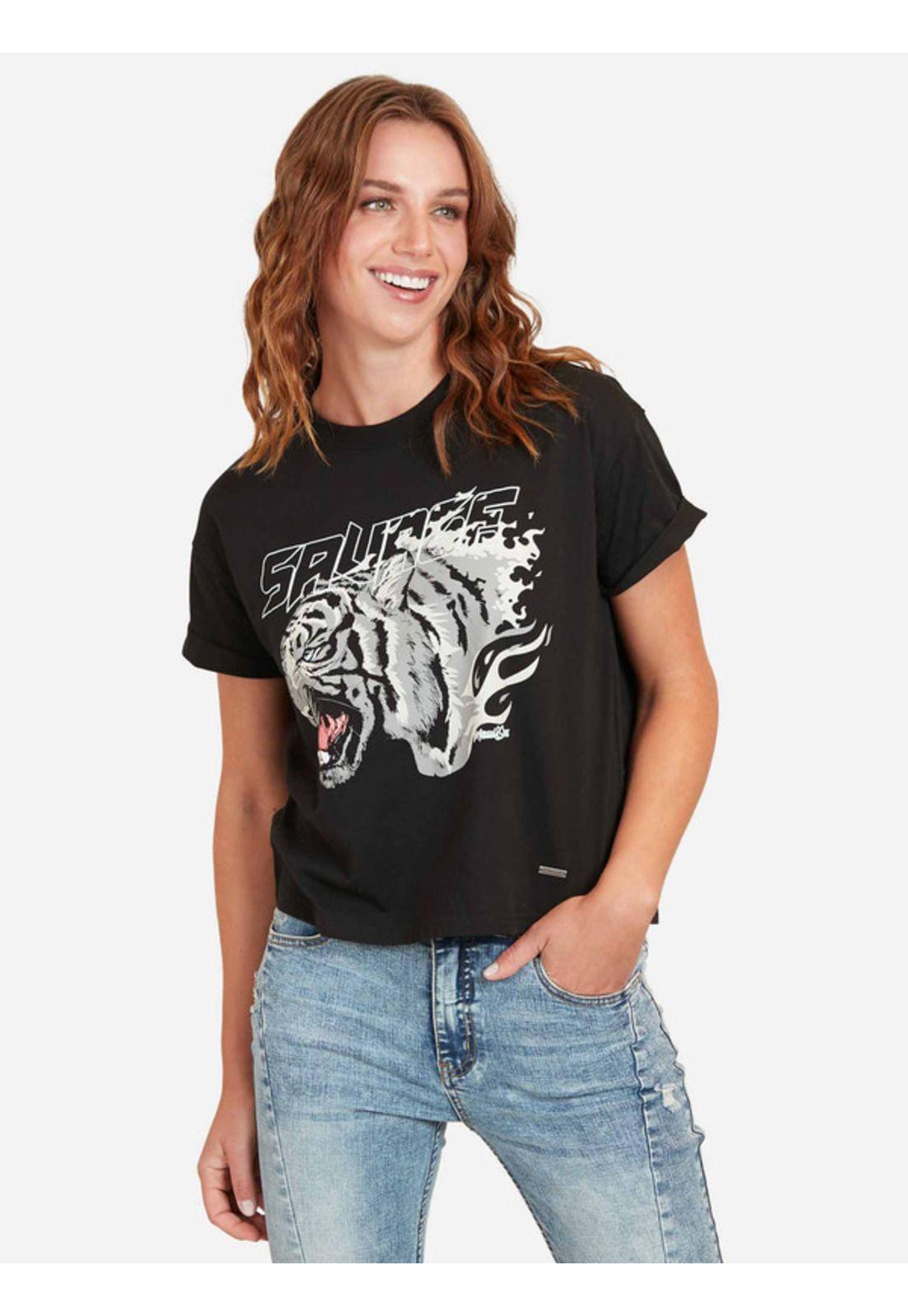 Polera Savage T-Shirt Mujer Negro Maui And Sons-0