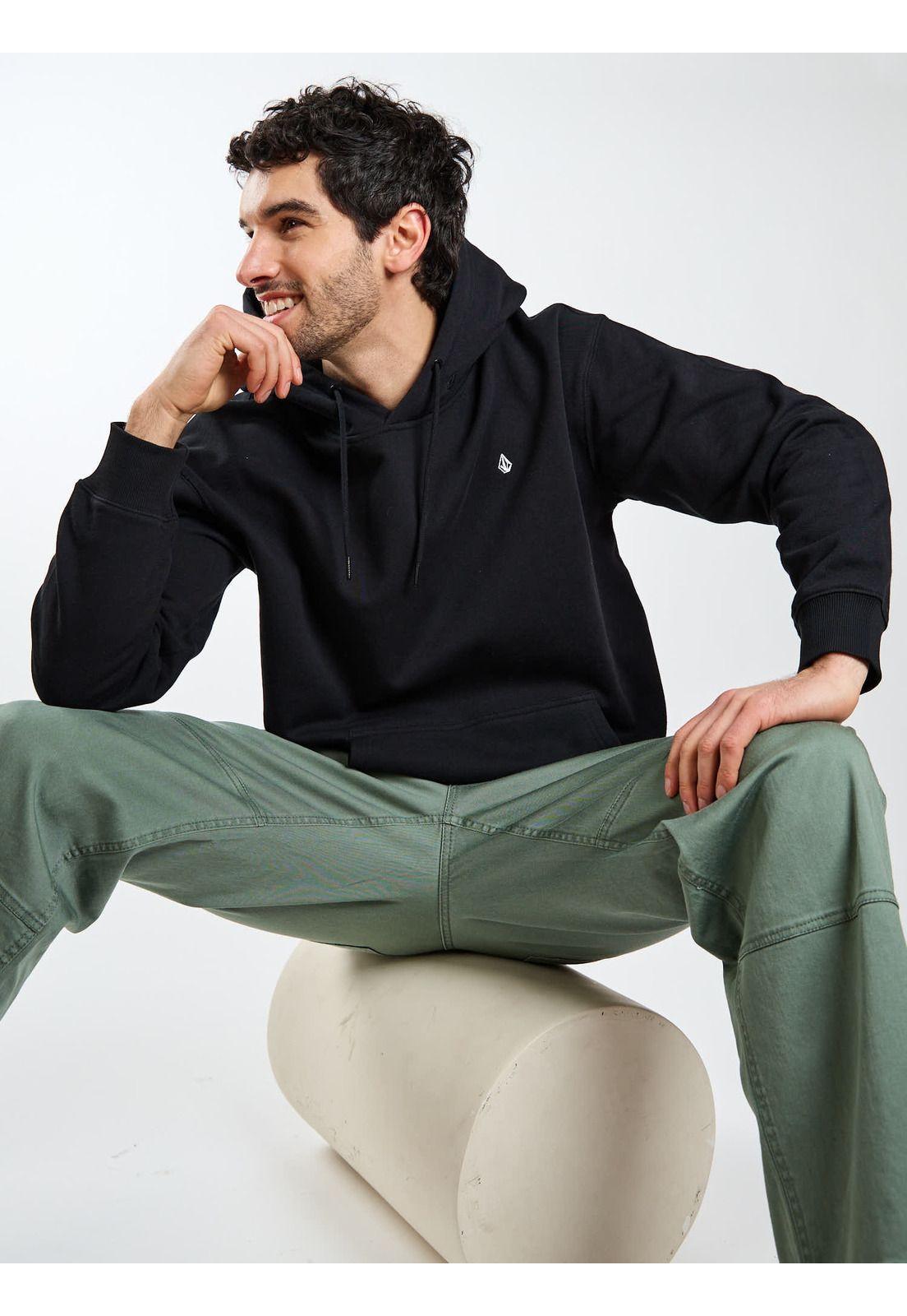 Poleron Canguro Pulse Negro Hombre Volcom-6