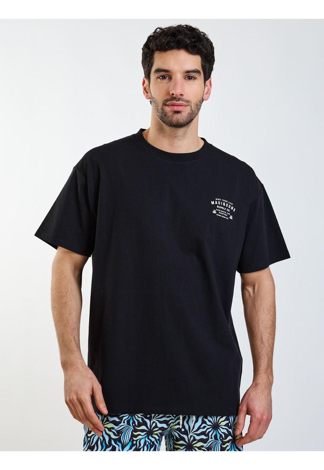 Polera MC Oversize Sunset Negro Hombre Maui and Sons-0