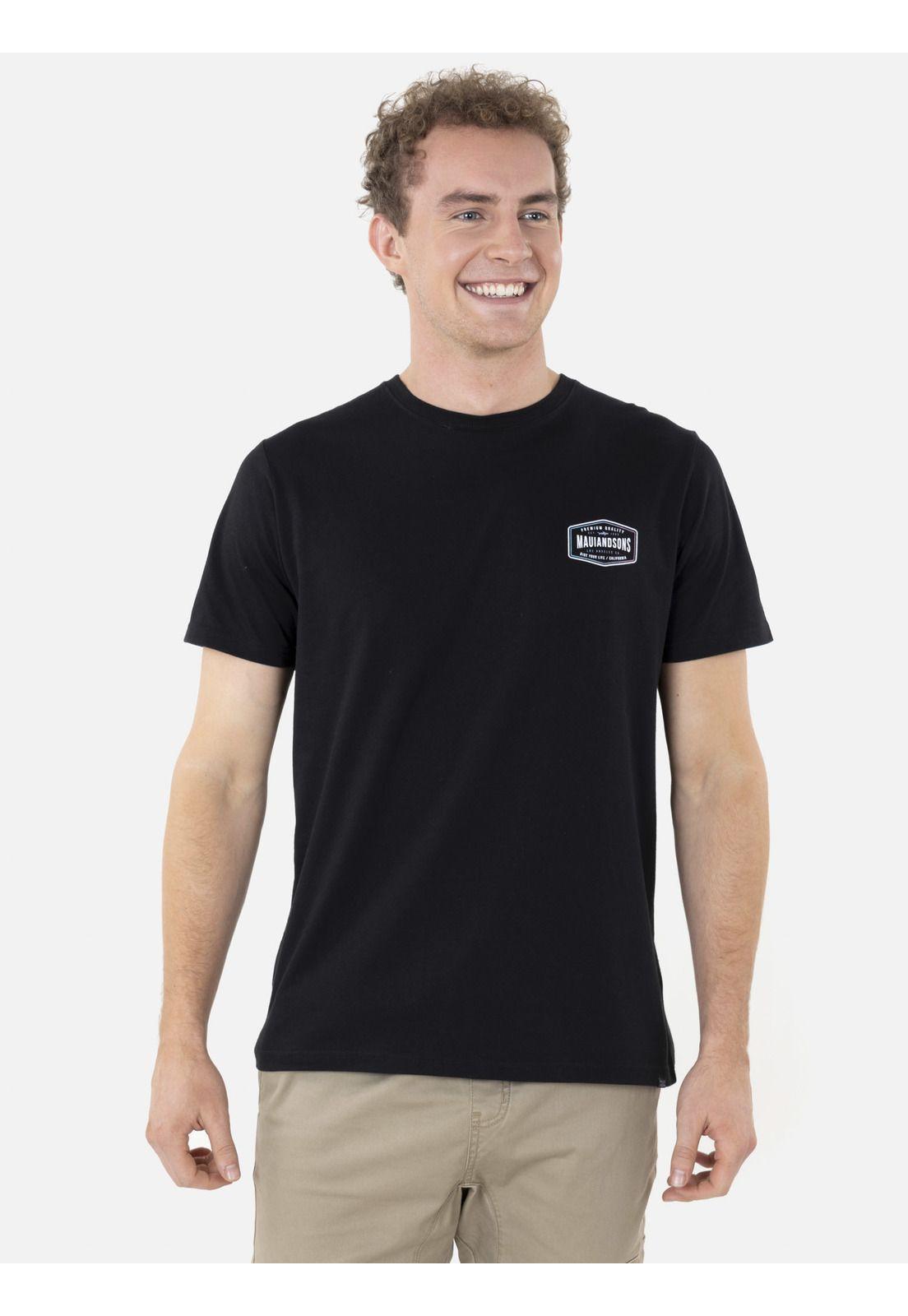 Polera LETTER BADGE Hombre Negro Maui and Sons-0