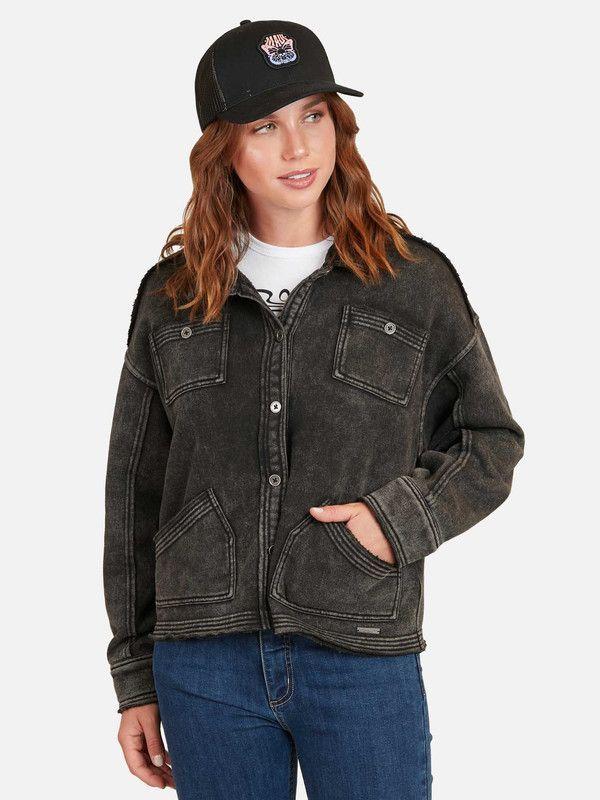 Poleron Chill Buttoned Mujer Negro Maui And Sons-0