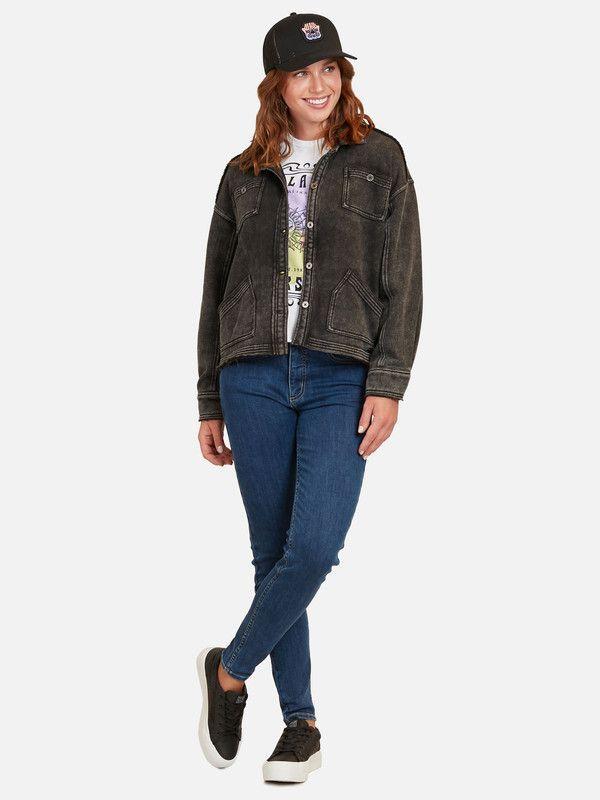 Poleron Chill Buttoned Mujer Negro Maui And Sons-3