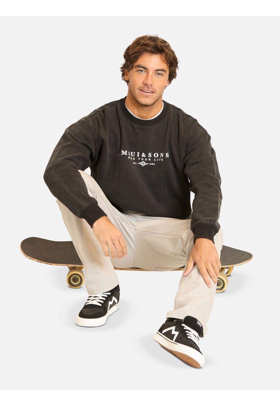 Poleron CR Oceandra Negro Hombre Maui And Sons-3