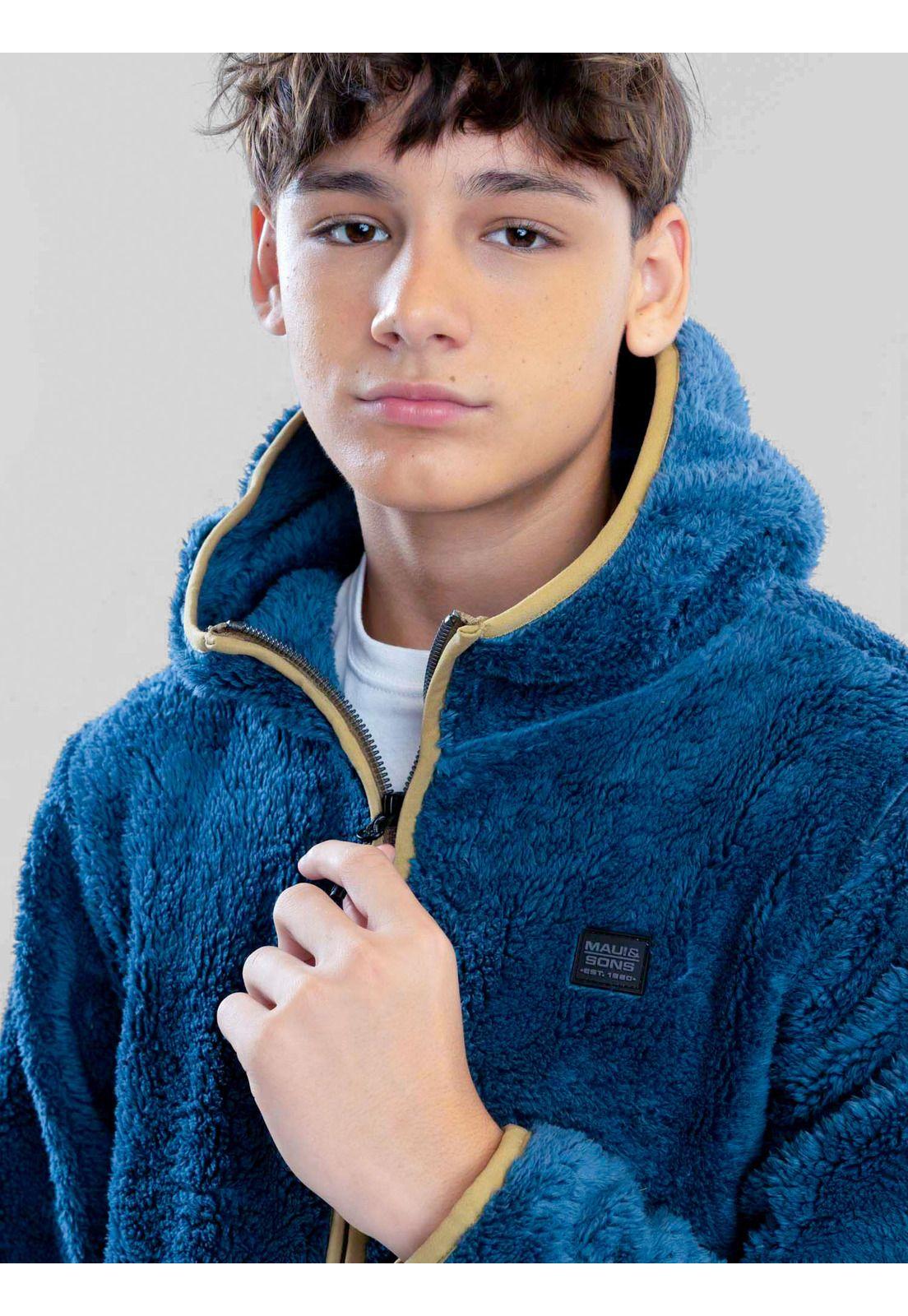 Poleron Chiporro Kairos Celeste Infantil Maui And Sons-5